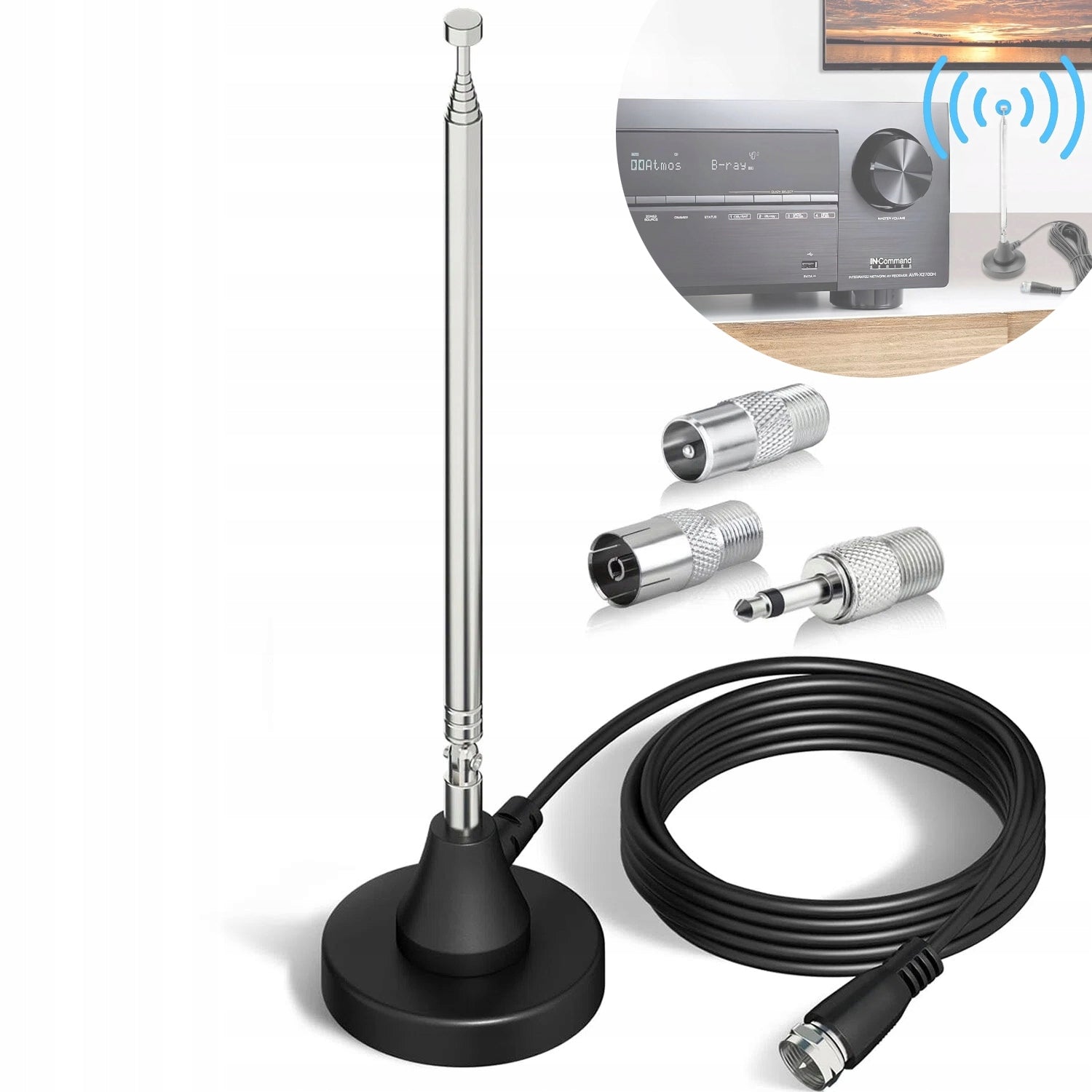 HIFI FM DAB TELESCOPIC RADIO ROOM ANTENNA FOR SIGNAL AMPLIFICATION KIT