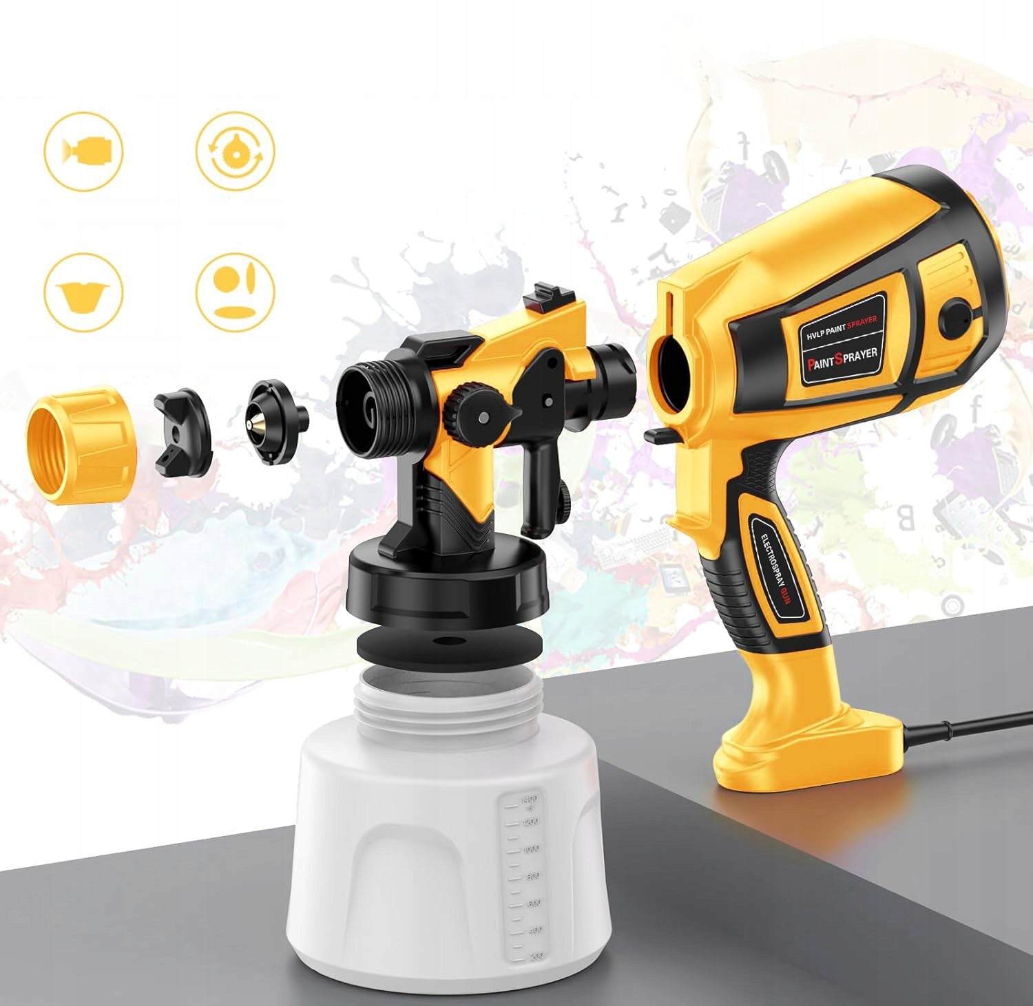 HIGH POWER GUN FOR PAINTING WALLS FURNITURE ELECTRIC SET OF 4 NOZZLES 850W Brand no brand