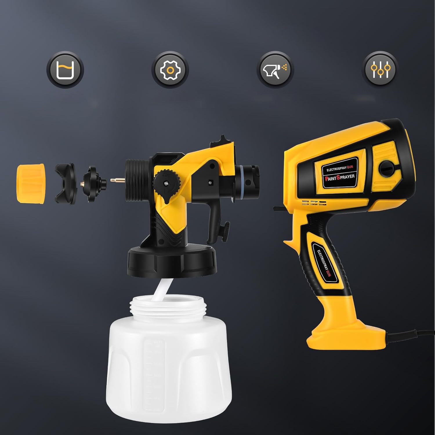 HIGH POWER GUN FOR PAINTING WALLS FURNITURE ELECTRIC SET OF 4 NOZZLES 850W Manufacturer code FDRTE546