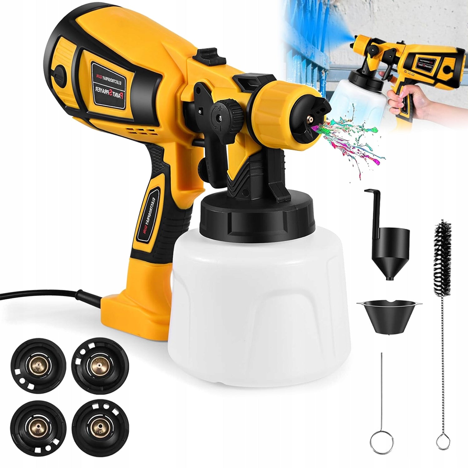 HIGH POWER GUN FOR PAINTING WALLS FURNITURE ELECTRIC SET OF 4 NOZZLES 850W