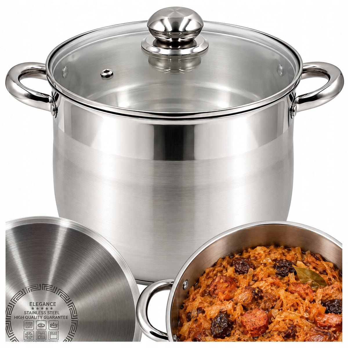 HIGH TRADITIONAL POT WITH LID LARGE GAS INDUCTION GAS 20L