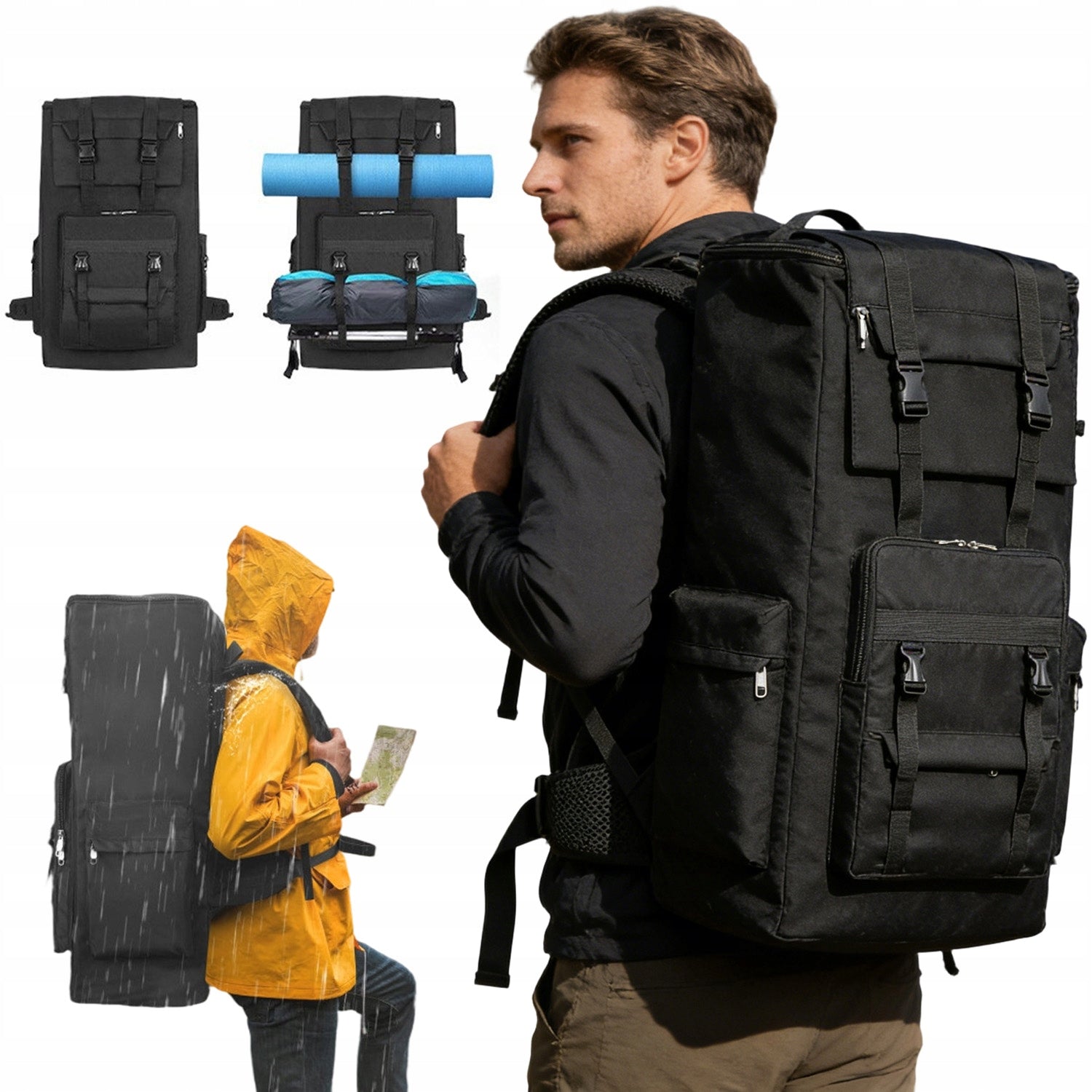 HIKING BACKPACK 120L LARGE TREKKING MOUNTAIN WOMEN'S MOUNTAIN CAMP