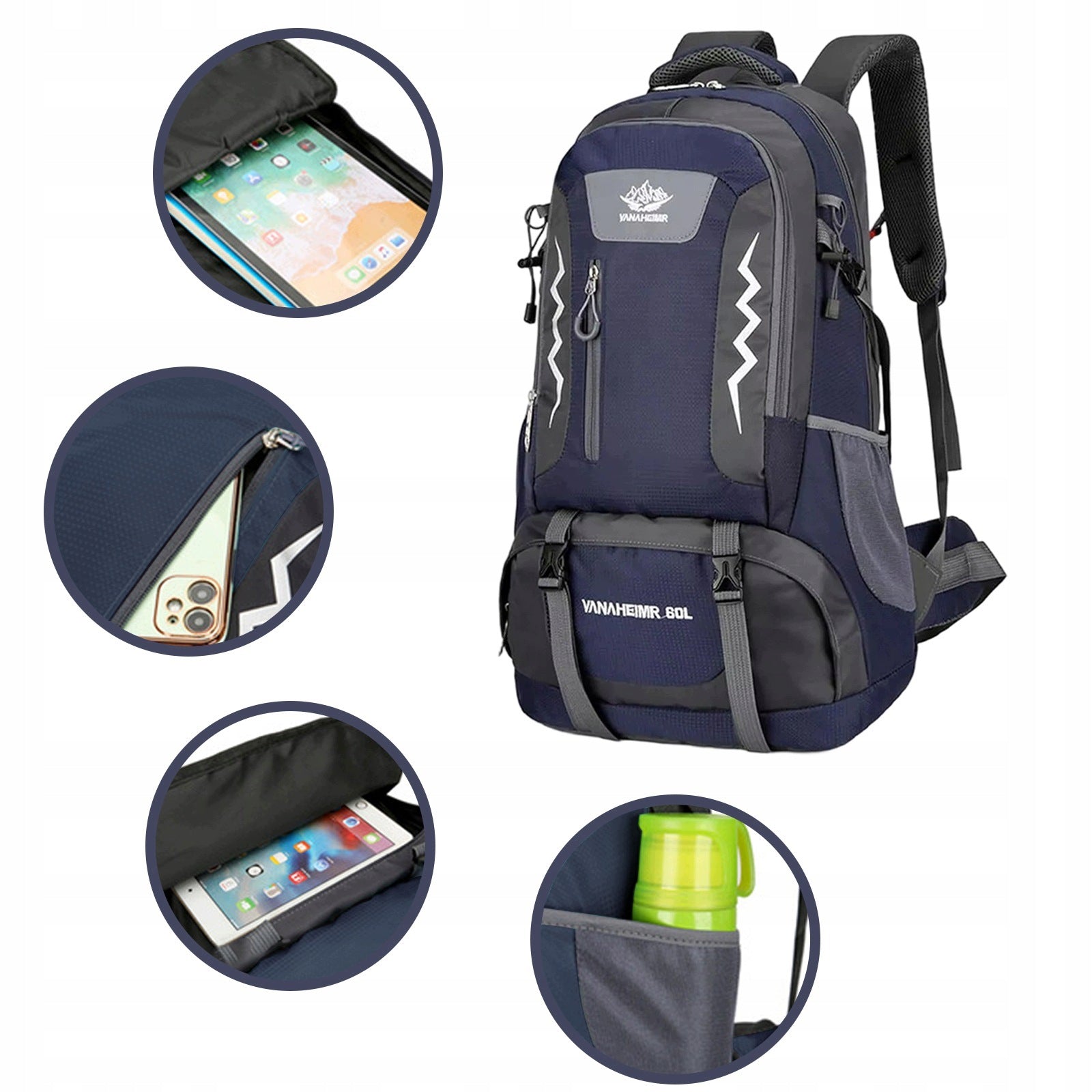 HIKING BACKPACK FOR TRIP TO THE MOUNTAINS COMFORTABLE 60L SURVIVAL BIVOUAC Manufacturer code 4071723501088