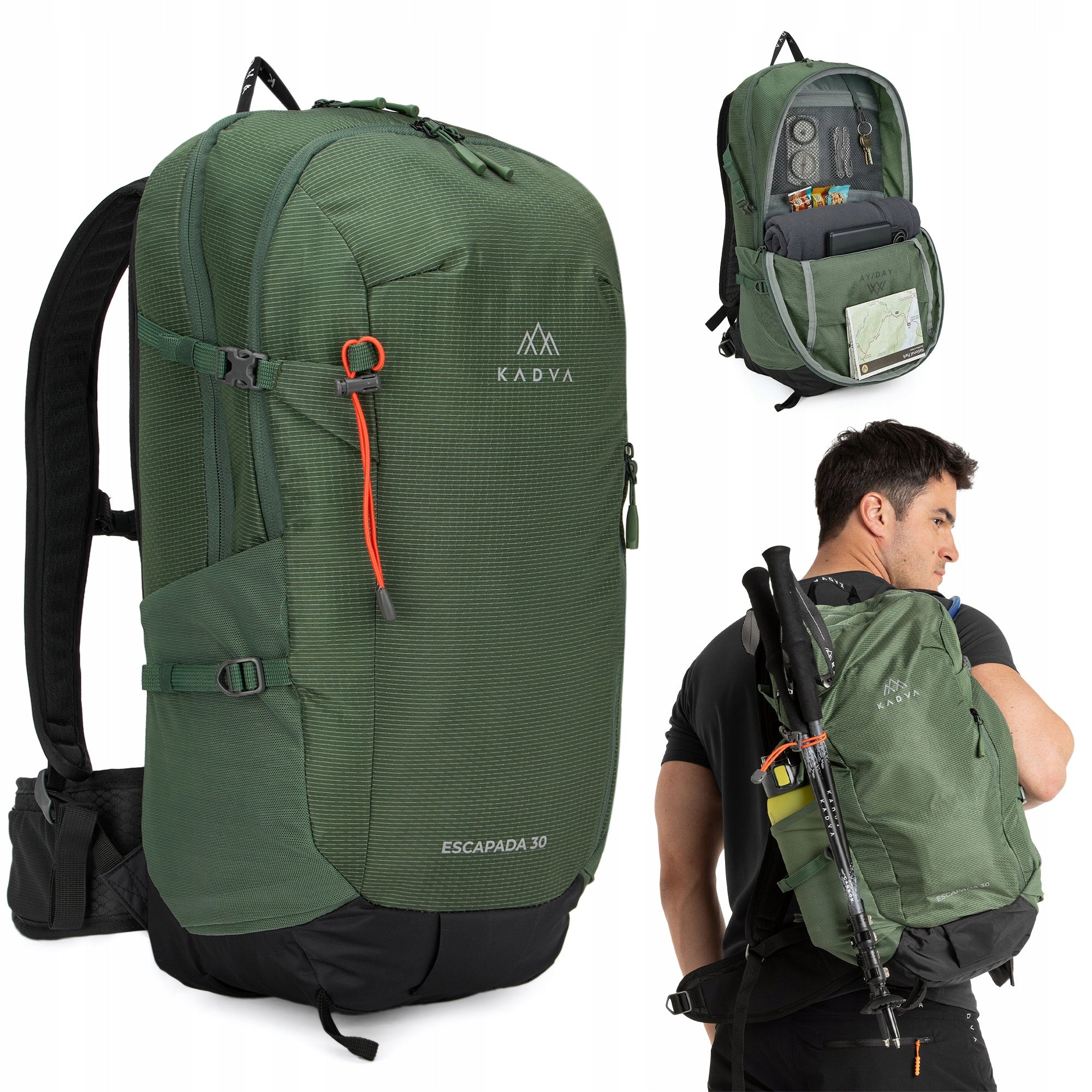 HIKING BACKPACK KADVA ESCAPADA 30l GREEN MOUNTAIN TREKKING COVER