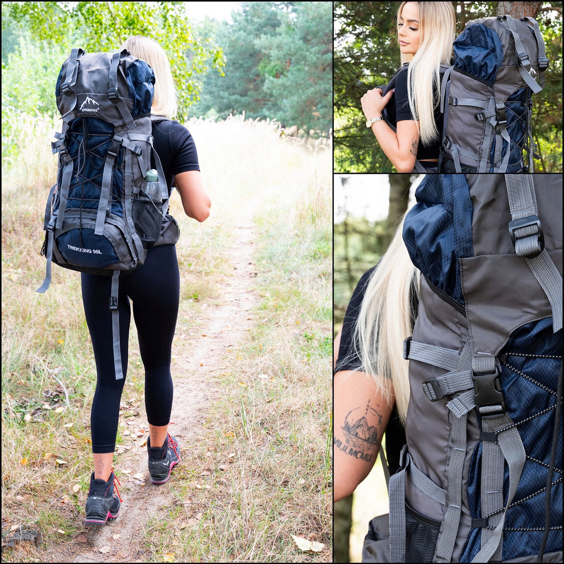 HIKING BACKPACK TREKKING MOUNTAIN IN THE MOUNTAINS 90L MEN'S WOMEN'S STRONG GREY Packaging status original