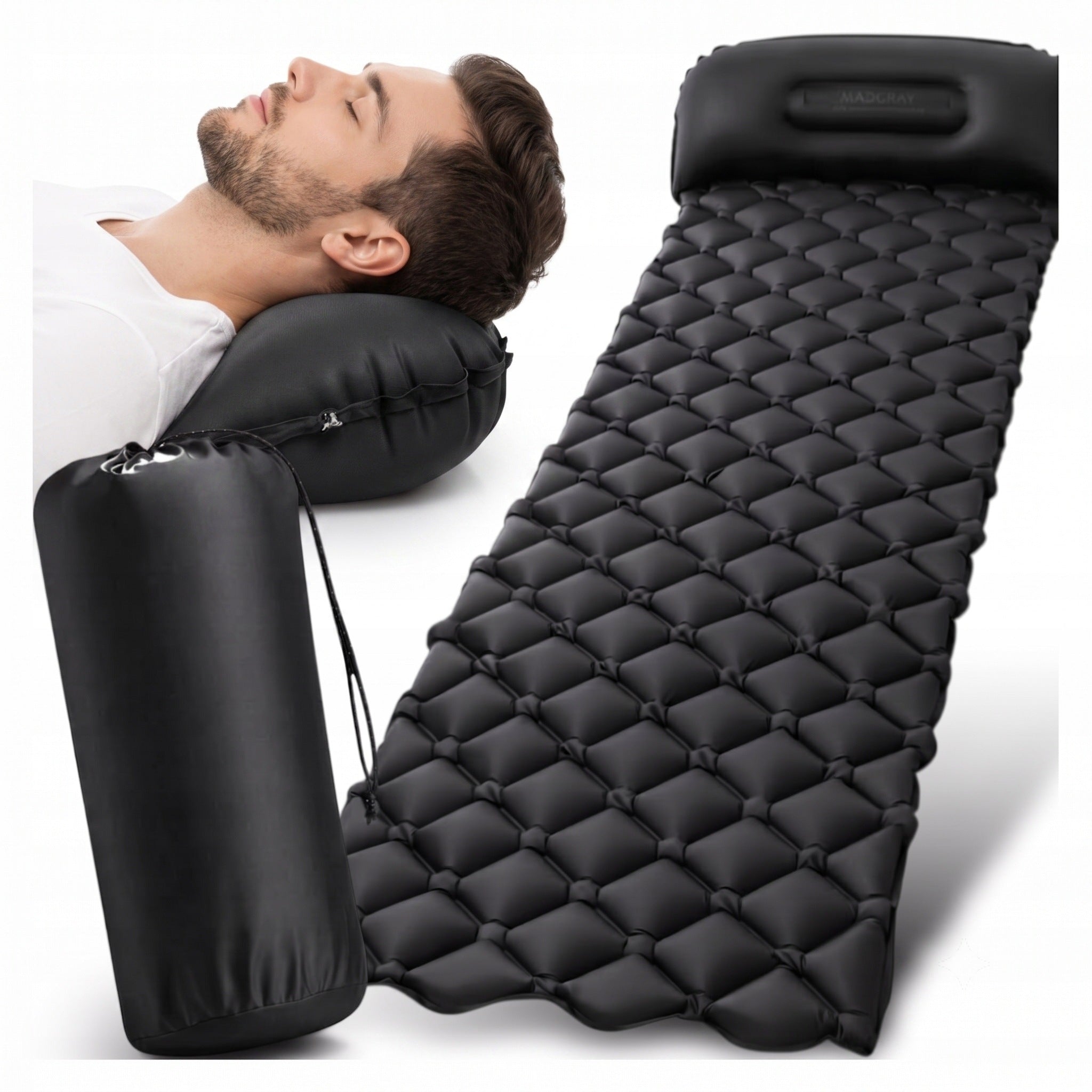 HIKING MATTRESS INFLATABLE SINGLE FOLDING STRONG COVER 190x60cm