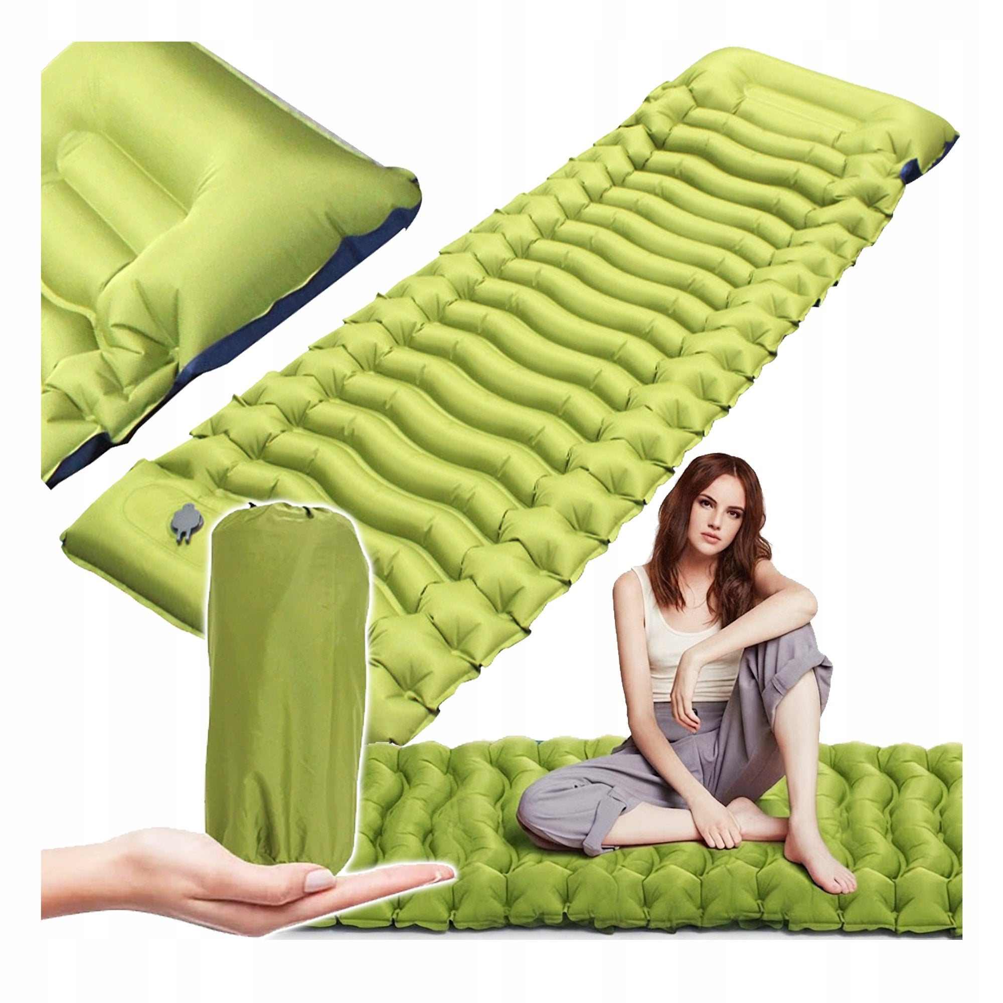 HIKING MATTRESS WITH BUILT-IN PUMP FOLDING FOR CAMPING TRAVEL 235x65CM Packaging status original