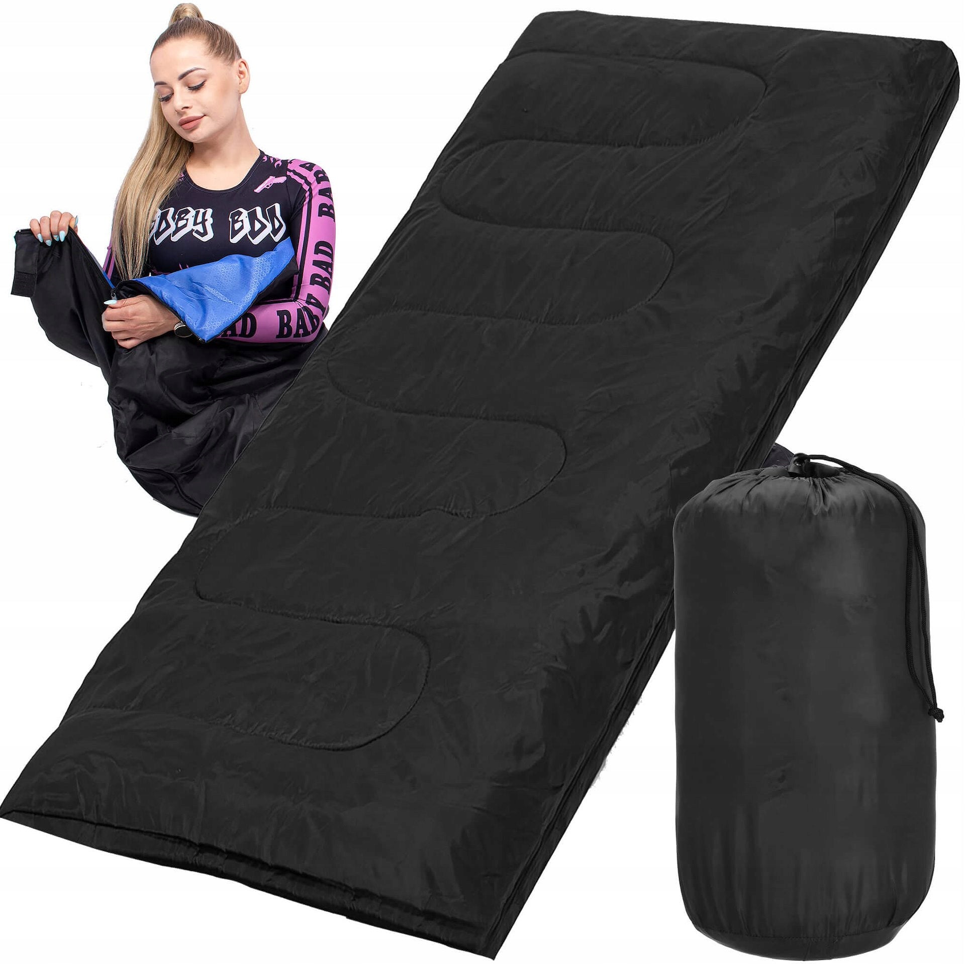 HIKING SLEEPING BAG 190x73cm QUILT 2in1 WARM LIGHT + COVER