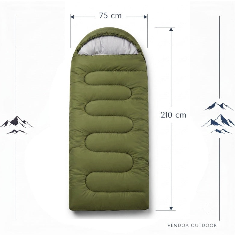 HIKING SLEEPING BAG 210X75CM WARM MUMMY DUVET LIGHT LARGE XL + HOOD Packaging status original