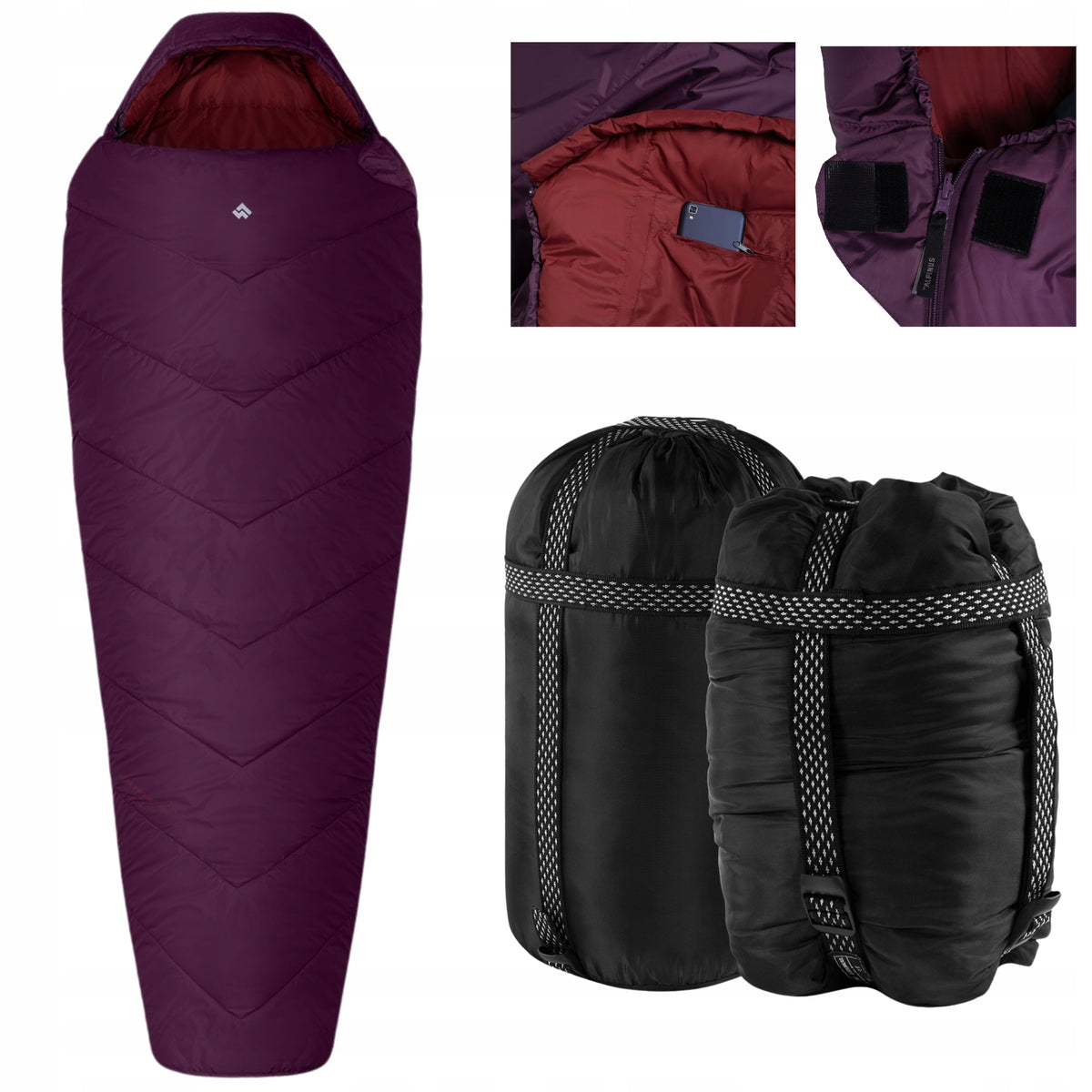 HIKING SLEEPING BAG ALPINUS FIBER 1100 WARM COVER 75 cm x 200 cm Left
