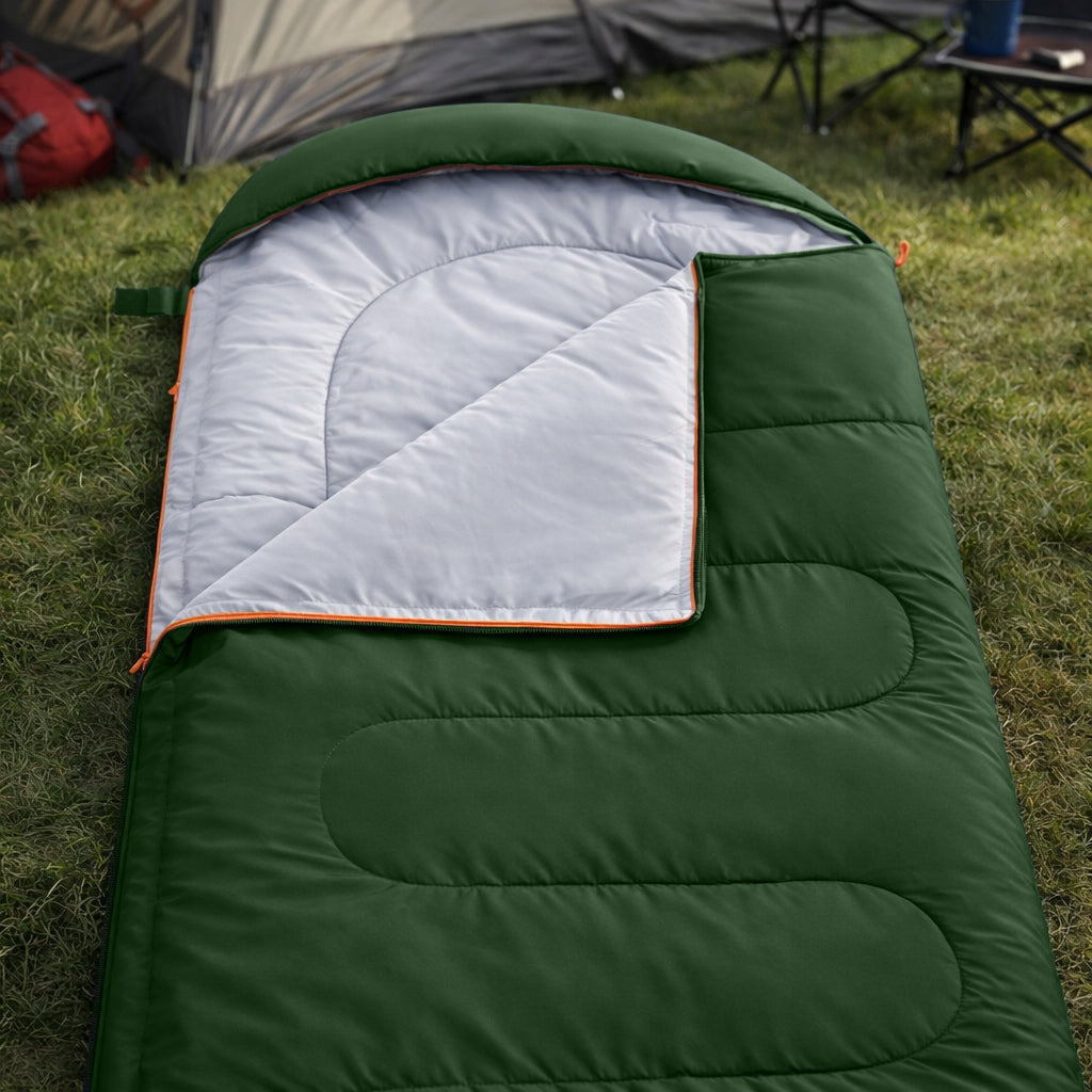 HIKING SLEEPING BAG MUMMY DUVET WITH HOOD LIGHT 210x75cm + COVER Packaging status original