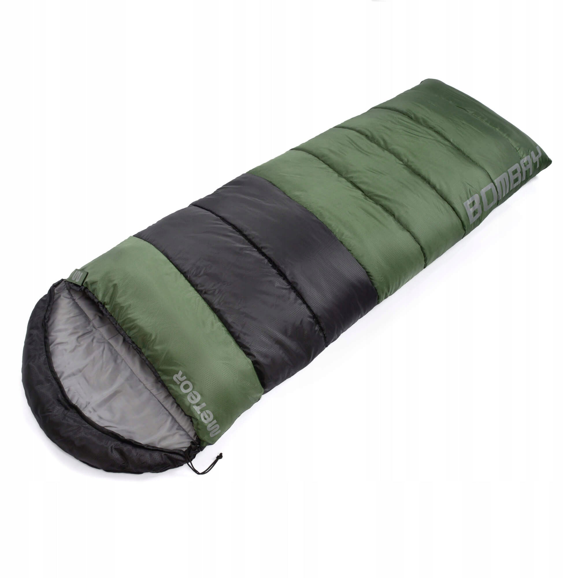 HIKING SLEEPING BAG QUILT WITH HOOD CUSHION BOMBAY METEOR Left 190+30x75 Color green