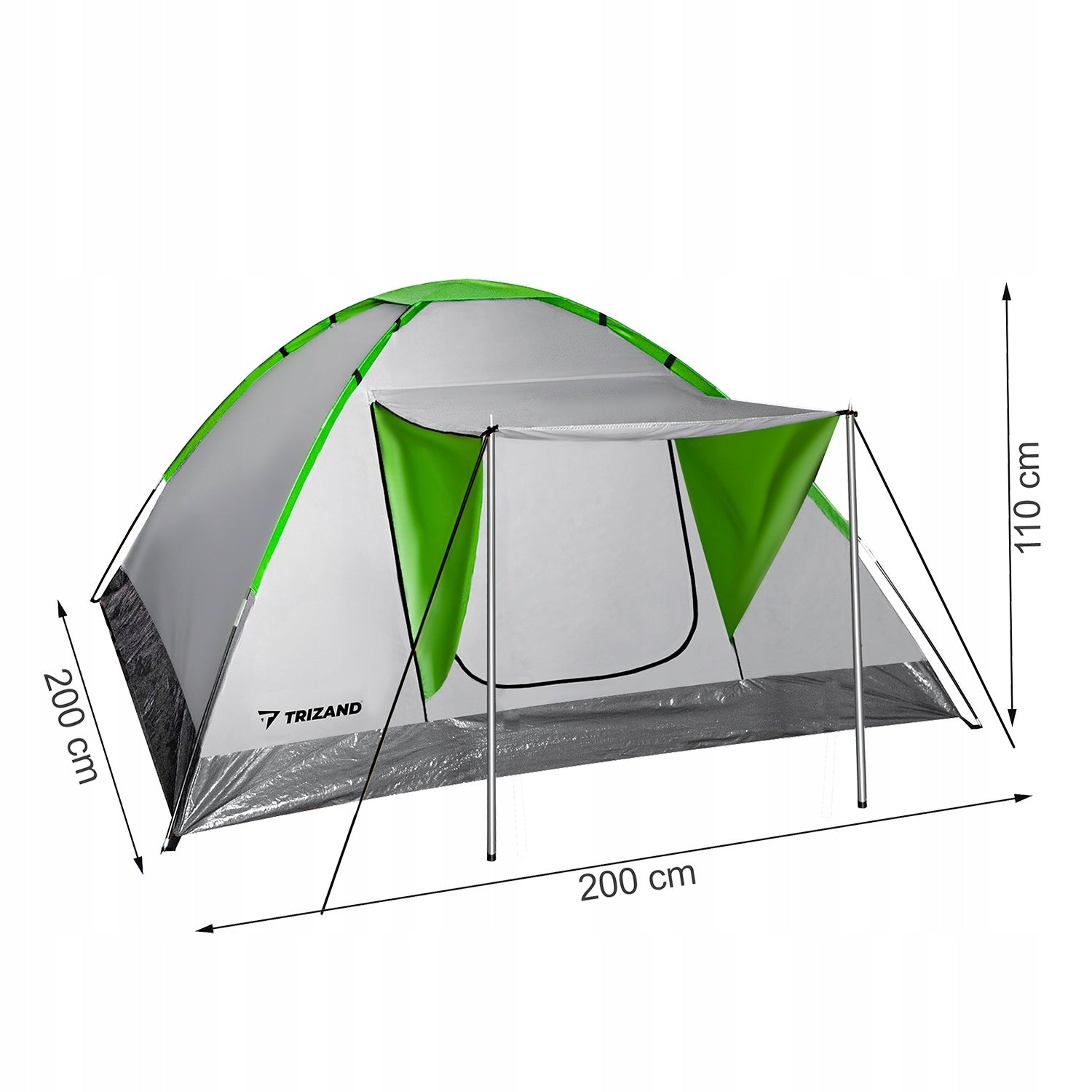 HIKING TENT WATERPROOF CAMPING 200 x 200 cm 4 SEATER WITH VISOR Brand Trizand