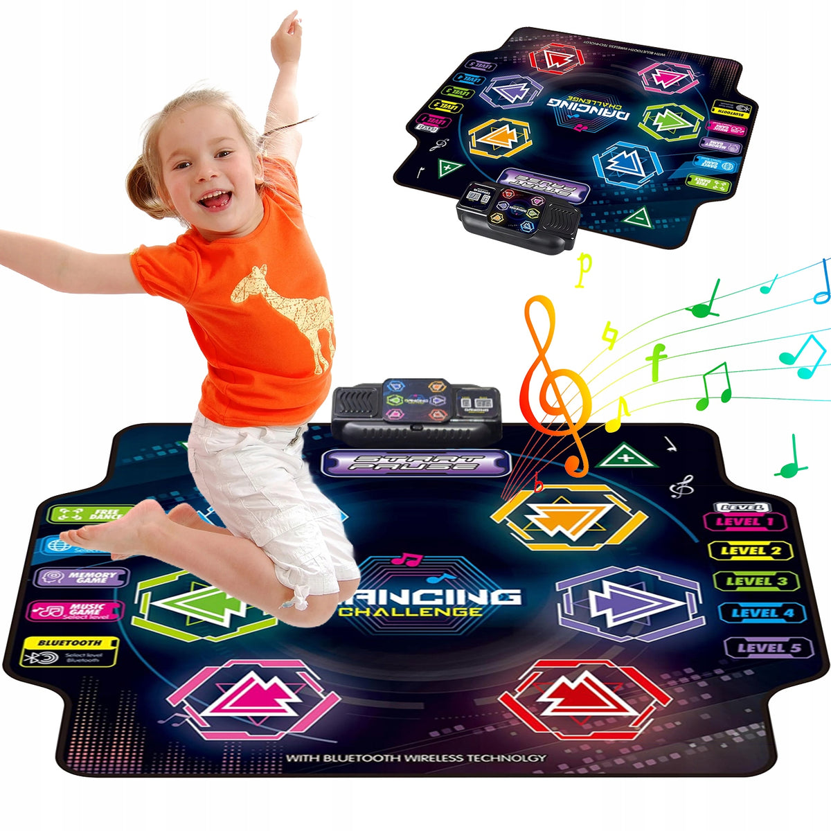 HIT! INTERACT. DANCE MAT | 5 GAMES 6 LEDS | BLUETOOTH GIFT FOR KIDS