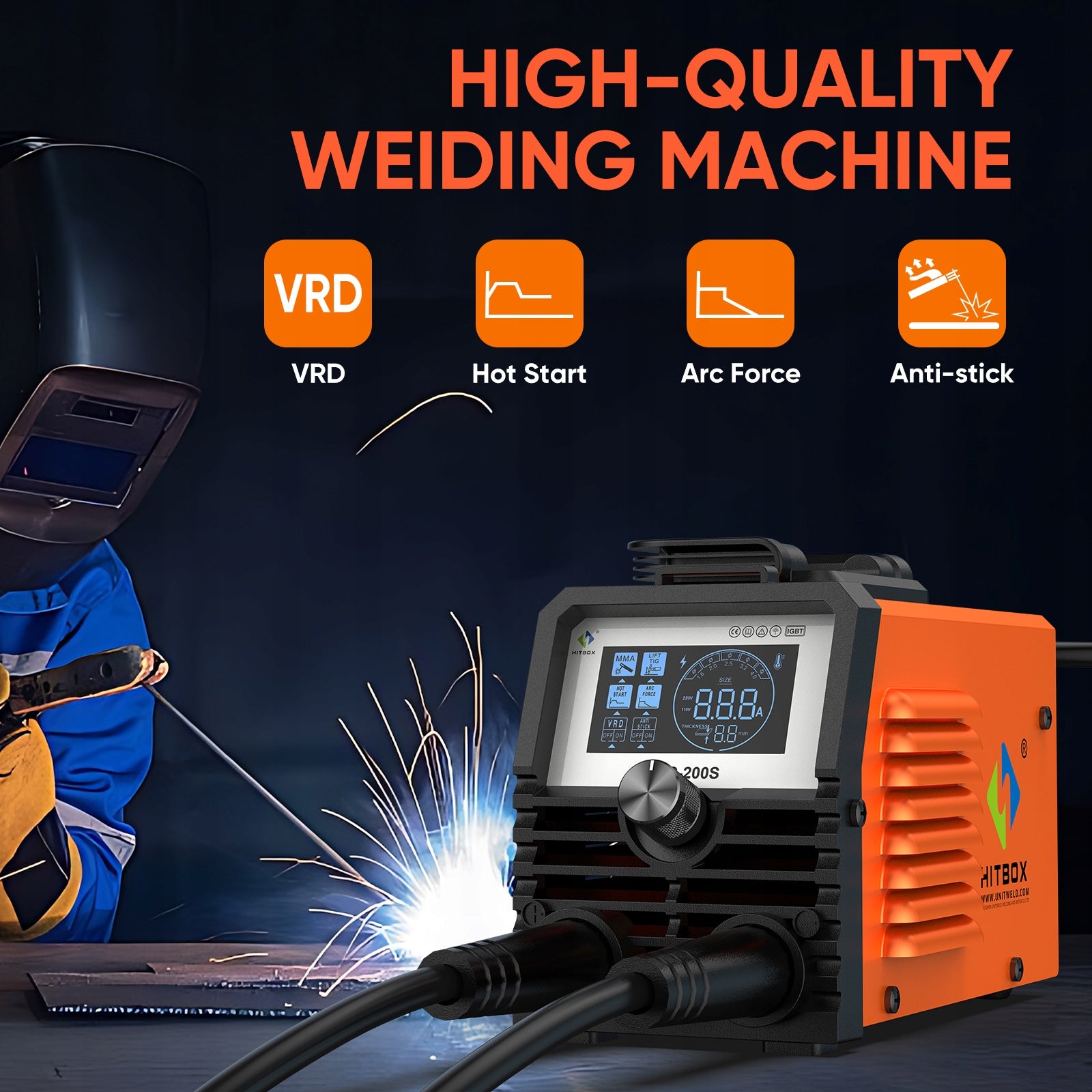 HITBOX ARC200S Welding Machine MMA LIFT TIG 10-200A Portable Home Welder Packaging status original