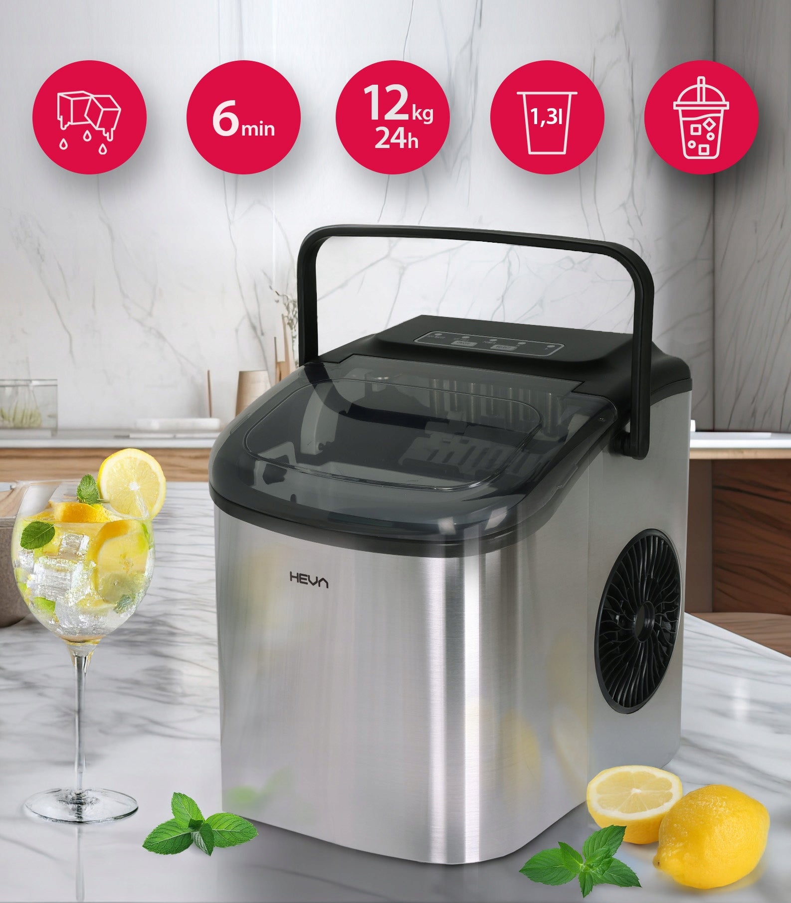 HIX Ice Maker Efficient Fast Quiet Cube Machine 12kg +blade Manufacturer code domowa kostkarka do lodu ekspresowy lód cicha