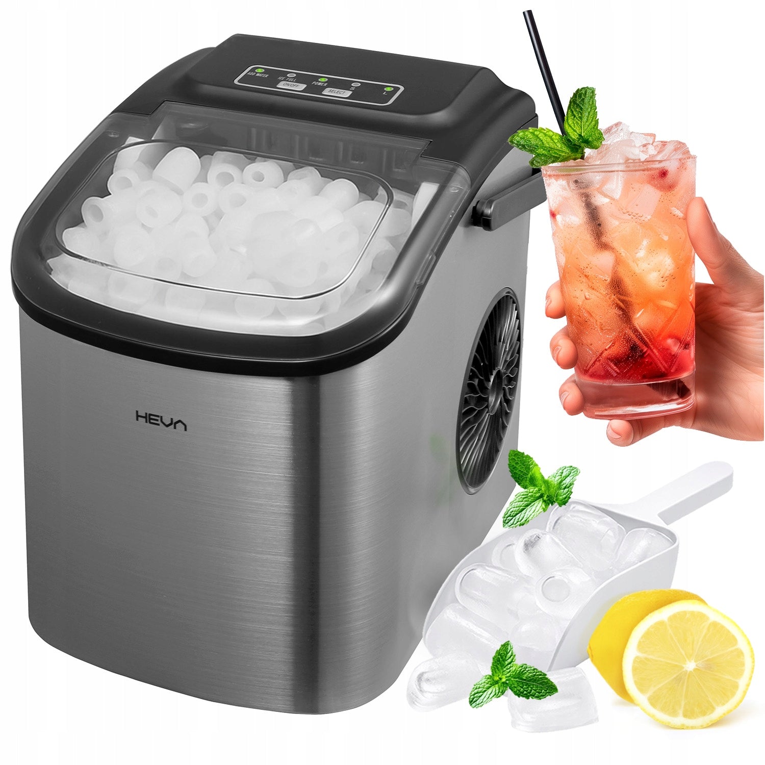 HIX Ice Maker Efficient Fast Quiet Cube Machine 12kg +blade