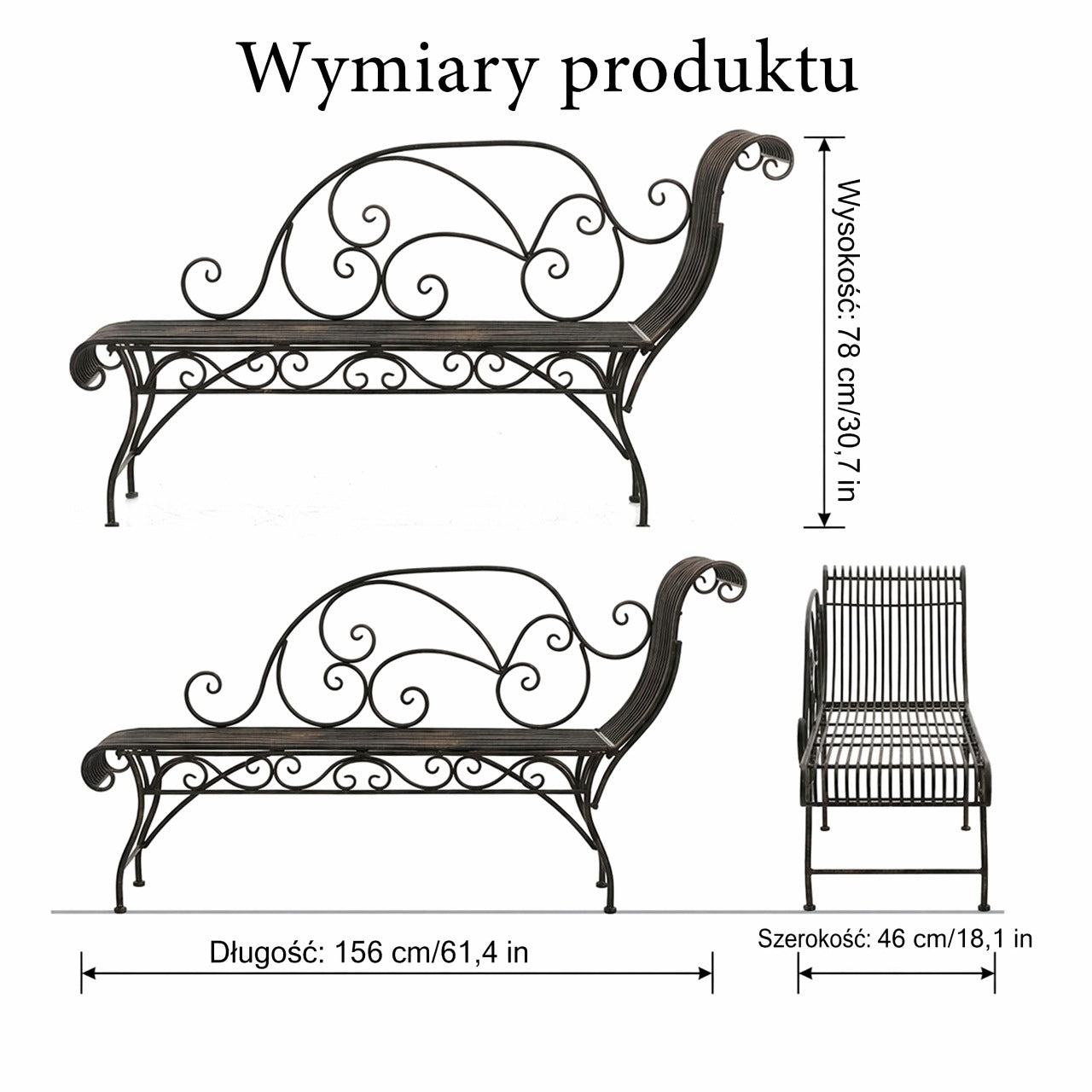 HLC Retro Style Metal Garden Bench, Durable and Rust Resistant Brand no brand