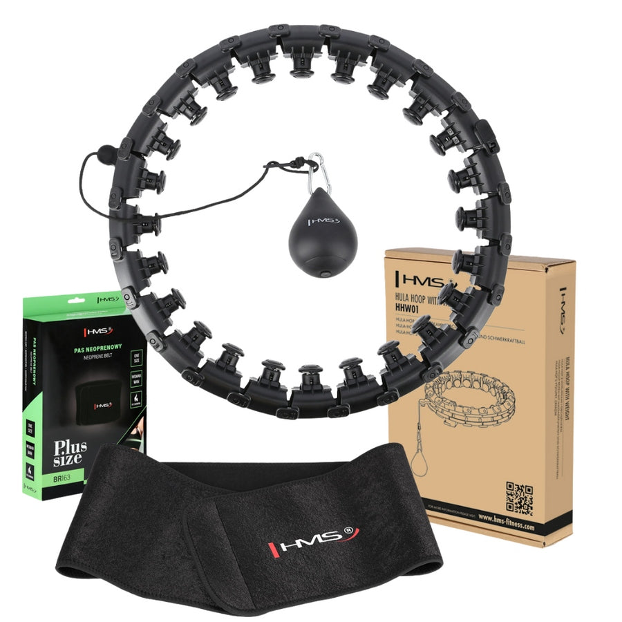 HMS Hula Hop With Load and Protrusions + Slimming Belt PLUS SIZE Color black