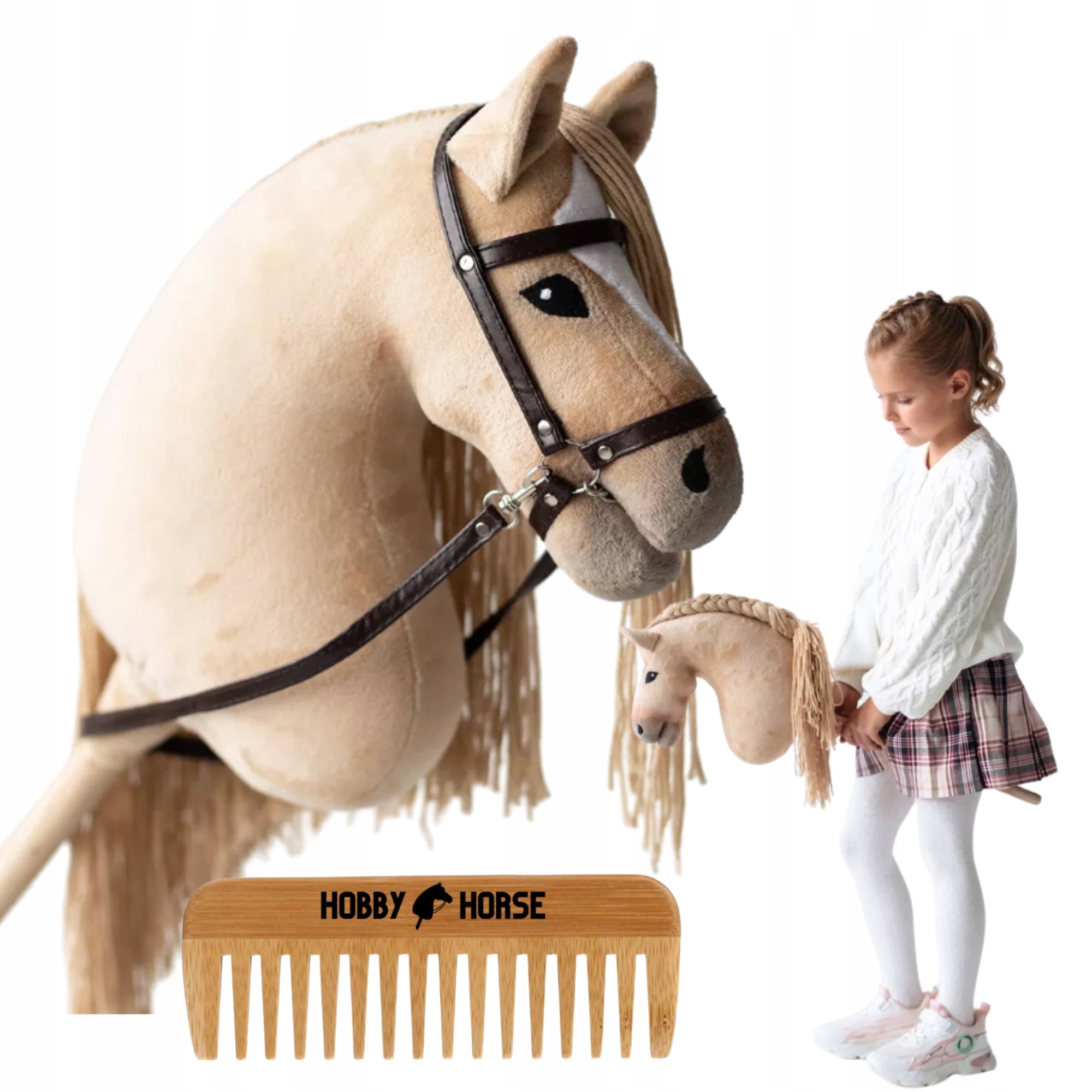 HOBBY HORSE ON STICK A3 HORSE HEAD HORSE WITH MANE FOR JUMPING GIFT