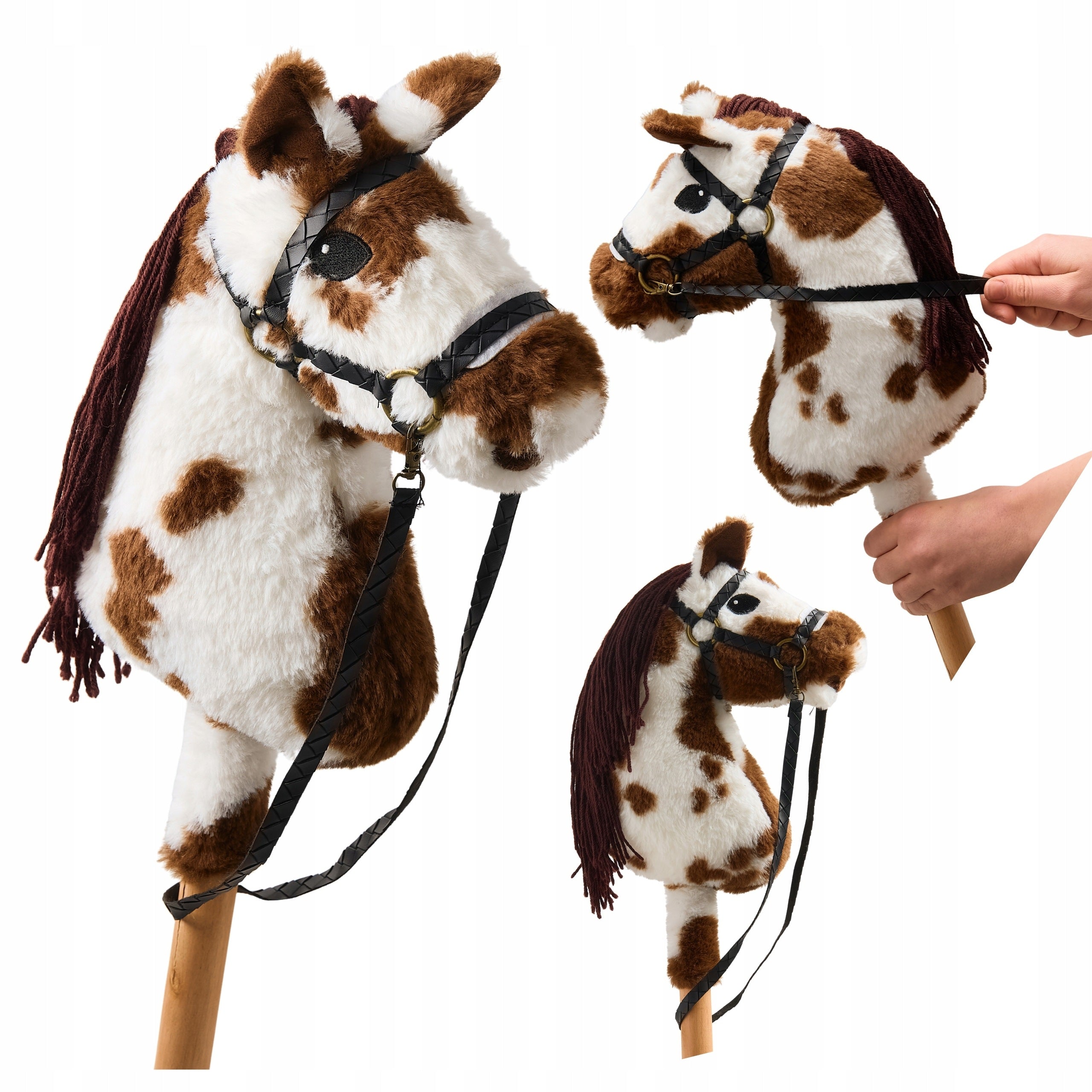 HOBBY HORSE ON STICK PLUSH SMALL A4 HORSE HEAD + CANTAR + REINS