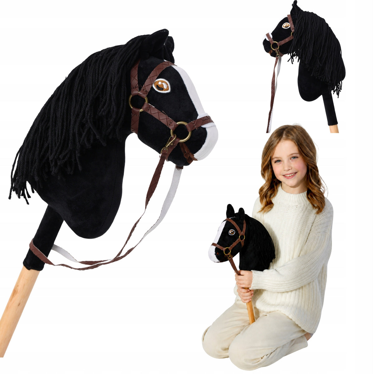 HOBBY HORSE SMALL HORSE ON A STICK FOR JUMPING ON A STICK PLUSH HORSE TOY