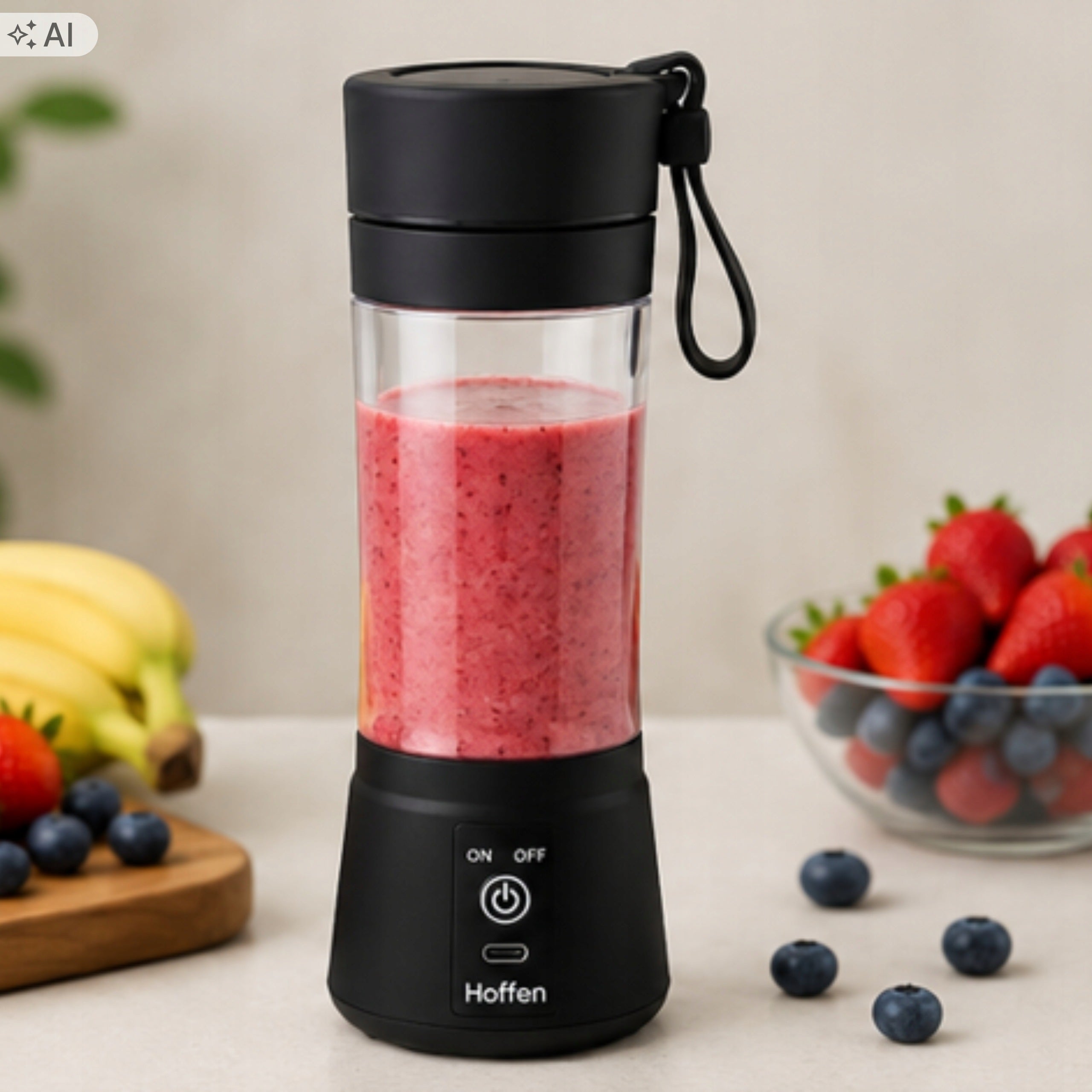 HOFFEN BLENDER PORTABLE TRAVEL CORDLESS BLACK 65W 300 ml Manufacturer code 5903151050175