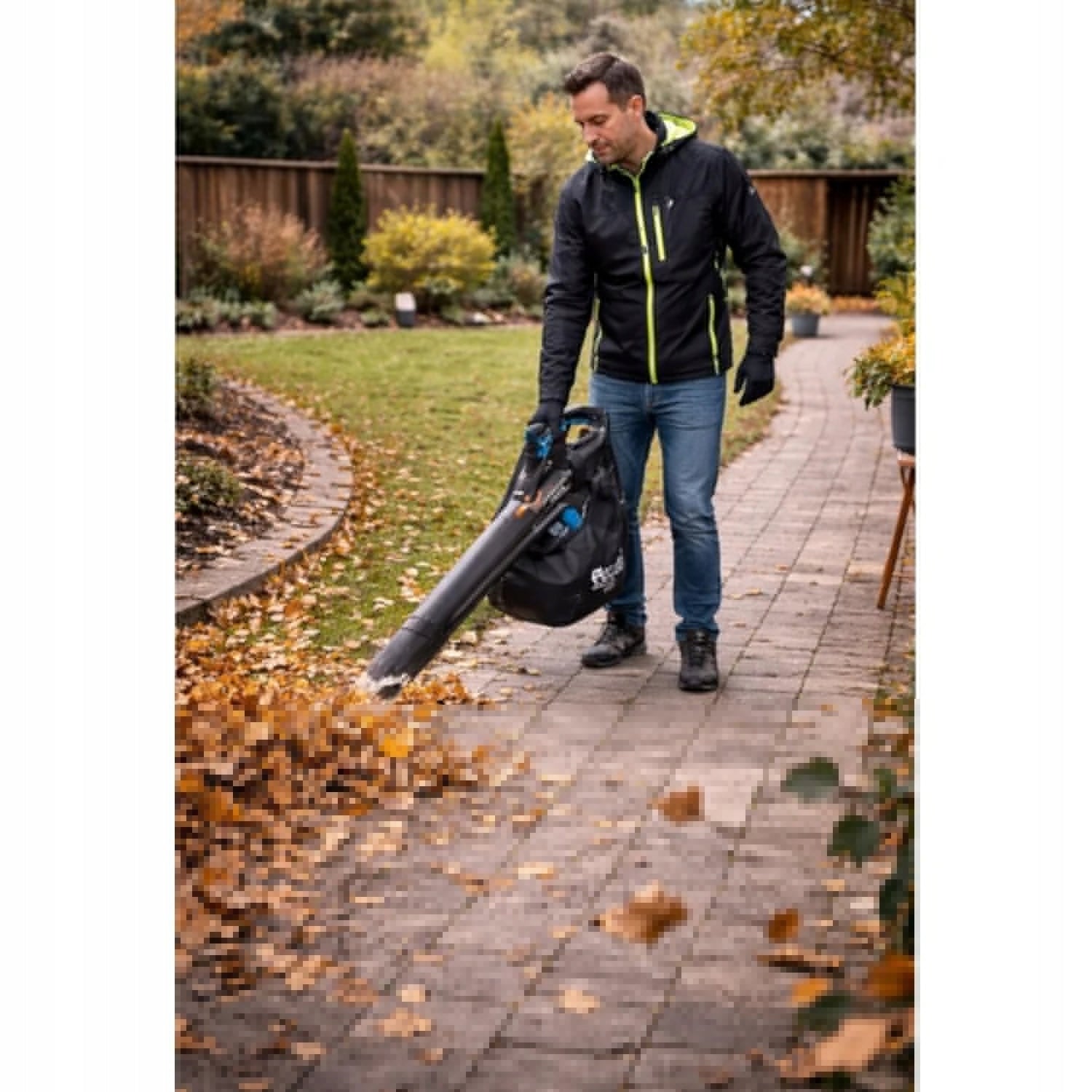HOGERT Cordless Brushless Leaf Blower and Vacuum Cleaner 18V+18V Air velocity 210 km/h
