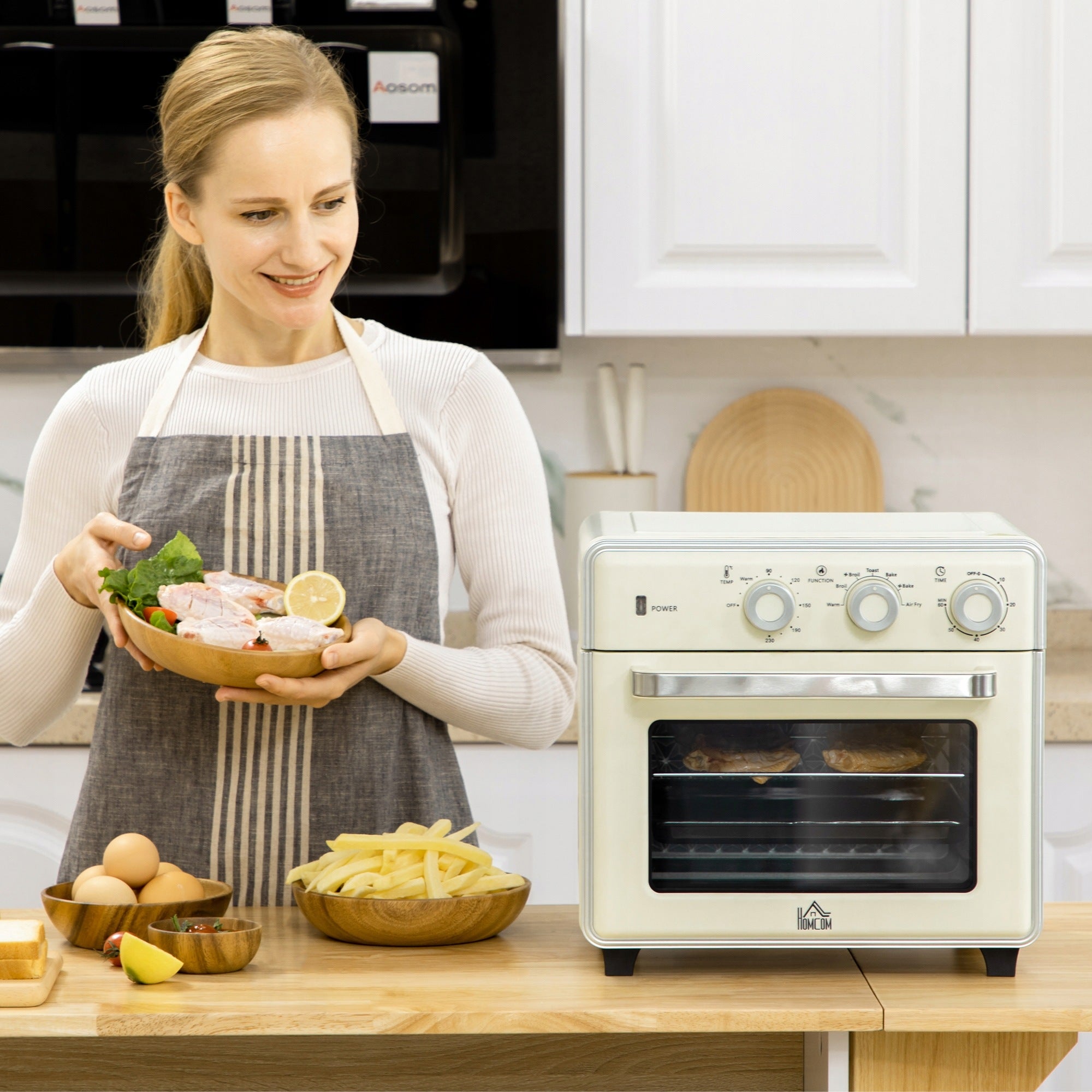 HOMCOM 5-in-1 Mini Oven, 20L, 1400W, 1 Grate, 1 Sheet, Timer 60 Min Packaging status original
