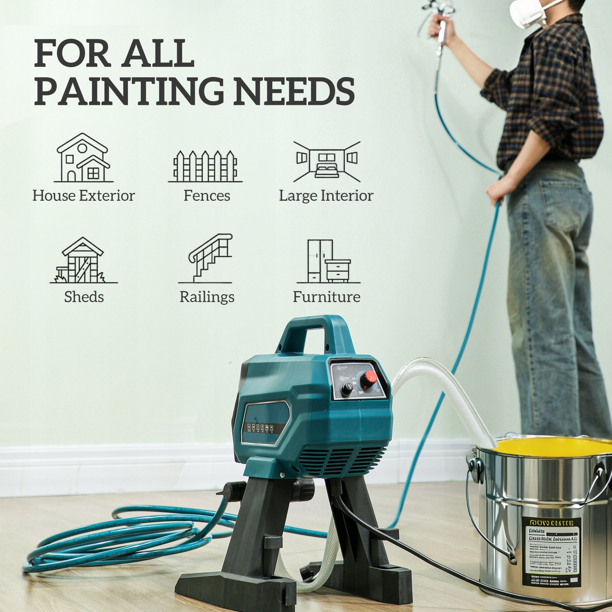 HOMCOM Electric Paint Sprayer Airless 700 W 200 bar 7,5 m Brand Homcom