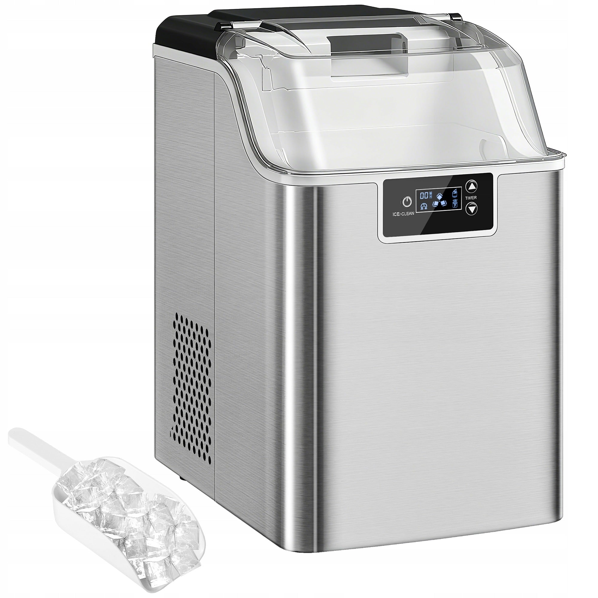 HOMCOM Ice Machine, Stainless Steel Ice Maker, 24 Cubes at a Time