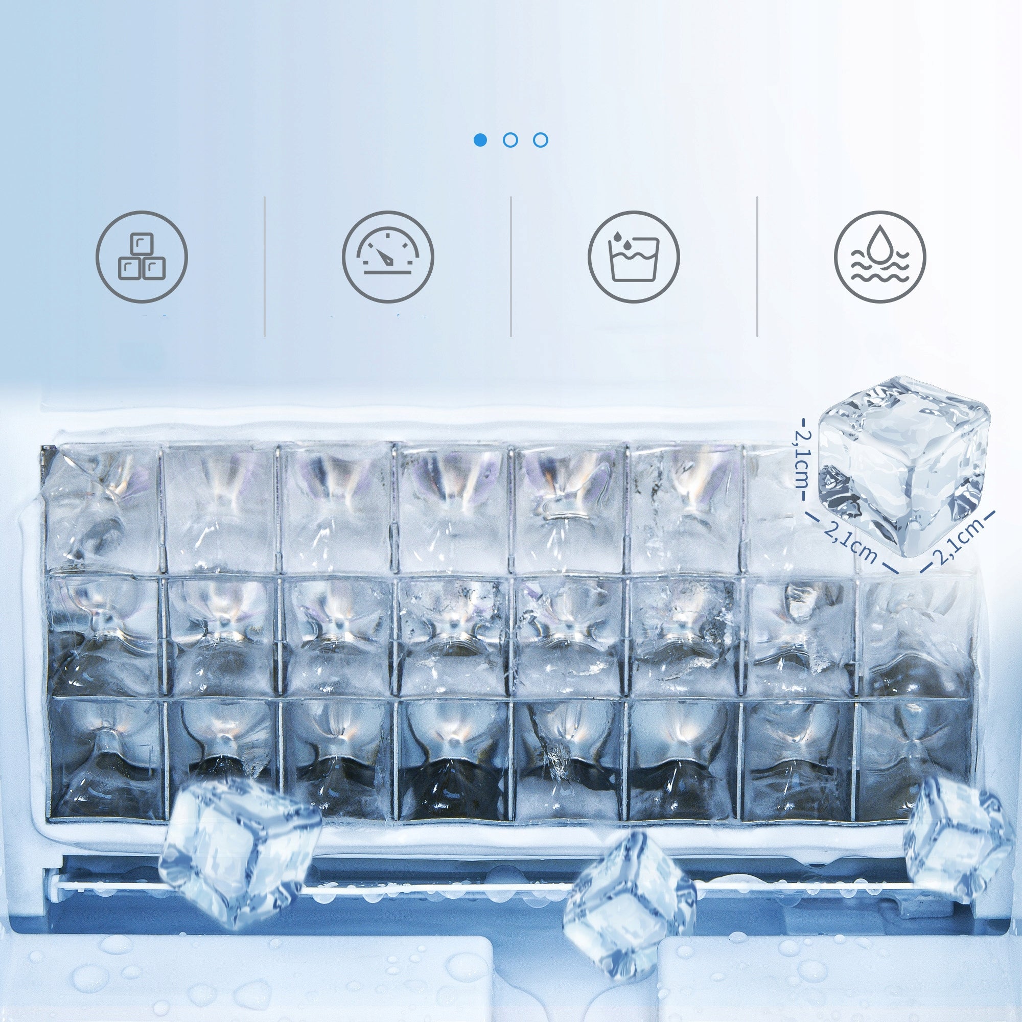 HOMCOM Ice Makers 300W EXPRESS ICE 2,3L Automatic Cleaning Manufacturer code 300W EXPRESS LÓD 2,3 L 1,2 kg 20 kg/dzień