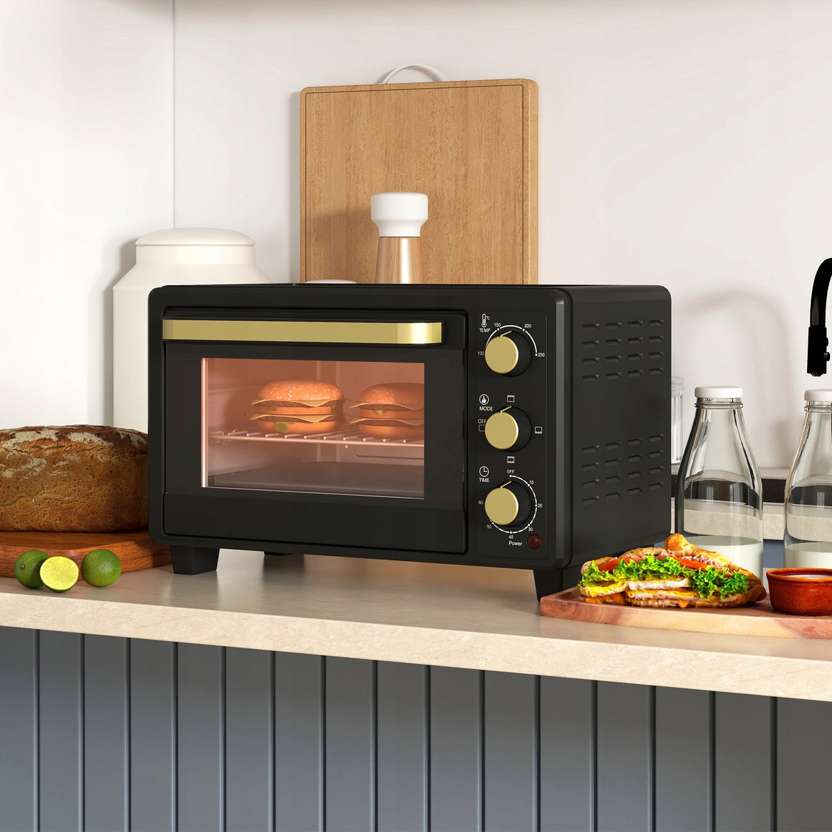 HOMCOM Mini oven 16 L, 1400 W, 100-230°C, timer 60 min, black Model MINI piekarnik