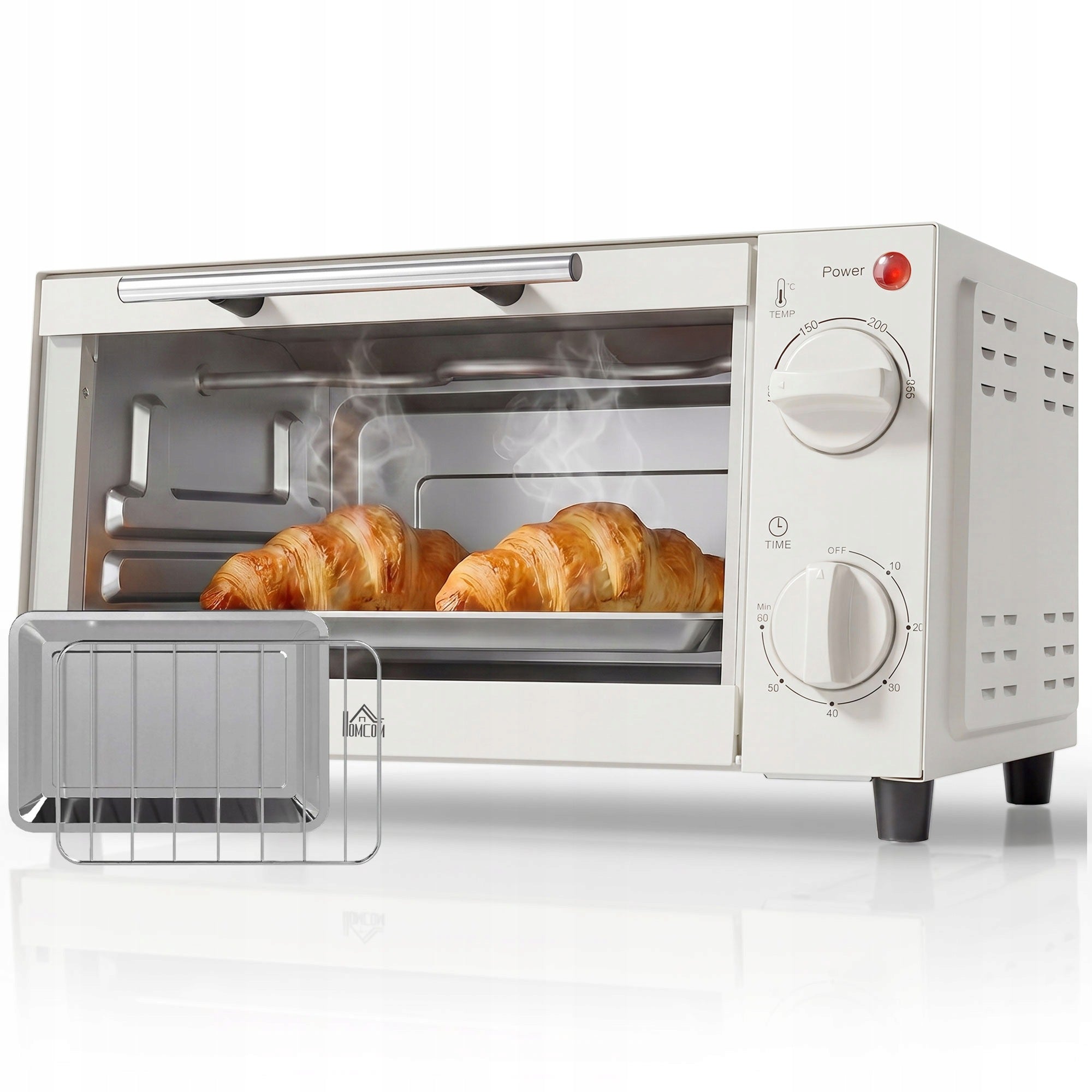 HOMCOM Mini oven 9L, baking sheet, grate, 100-230 °C