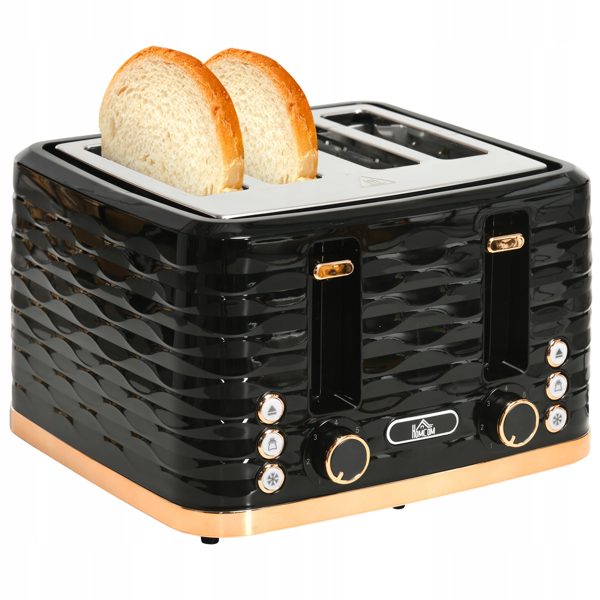 HOMCOM Toaster for 4 slices with defrost function, Black