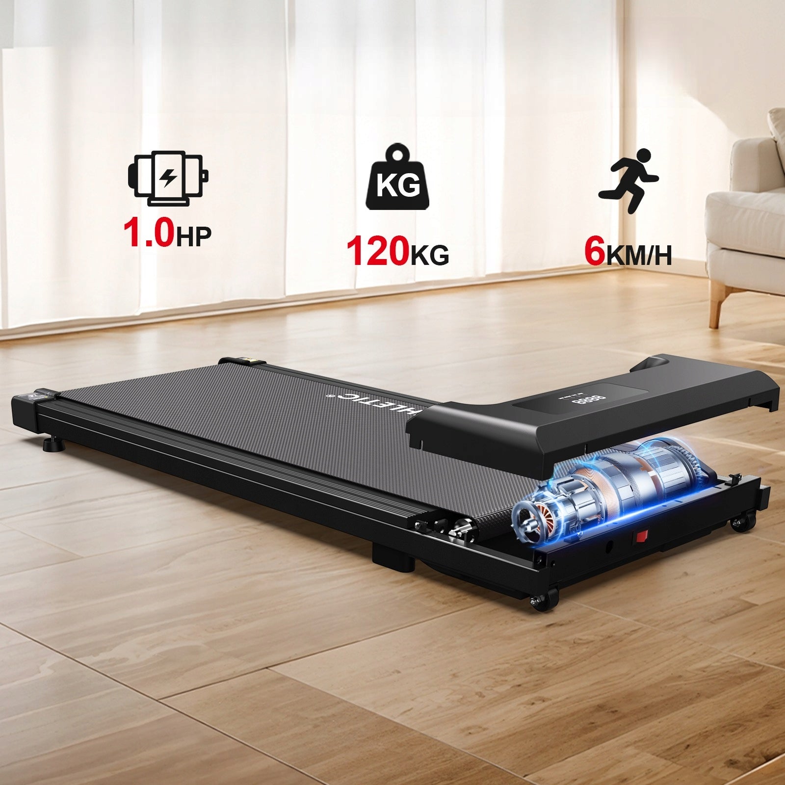 HOME ELECTRIC TREADMILL FOR BED 6 KM/H APPLICATION QUIET REMOTE CONTROL 120 KG Packaging status original