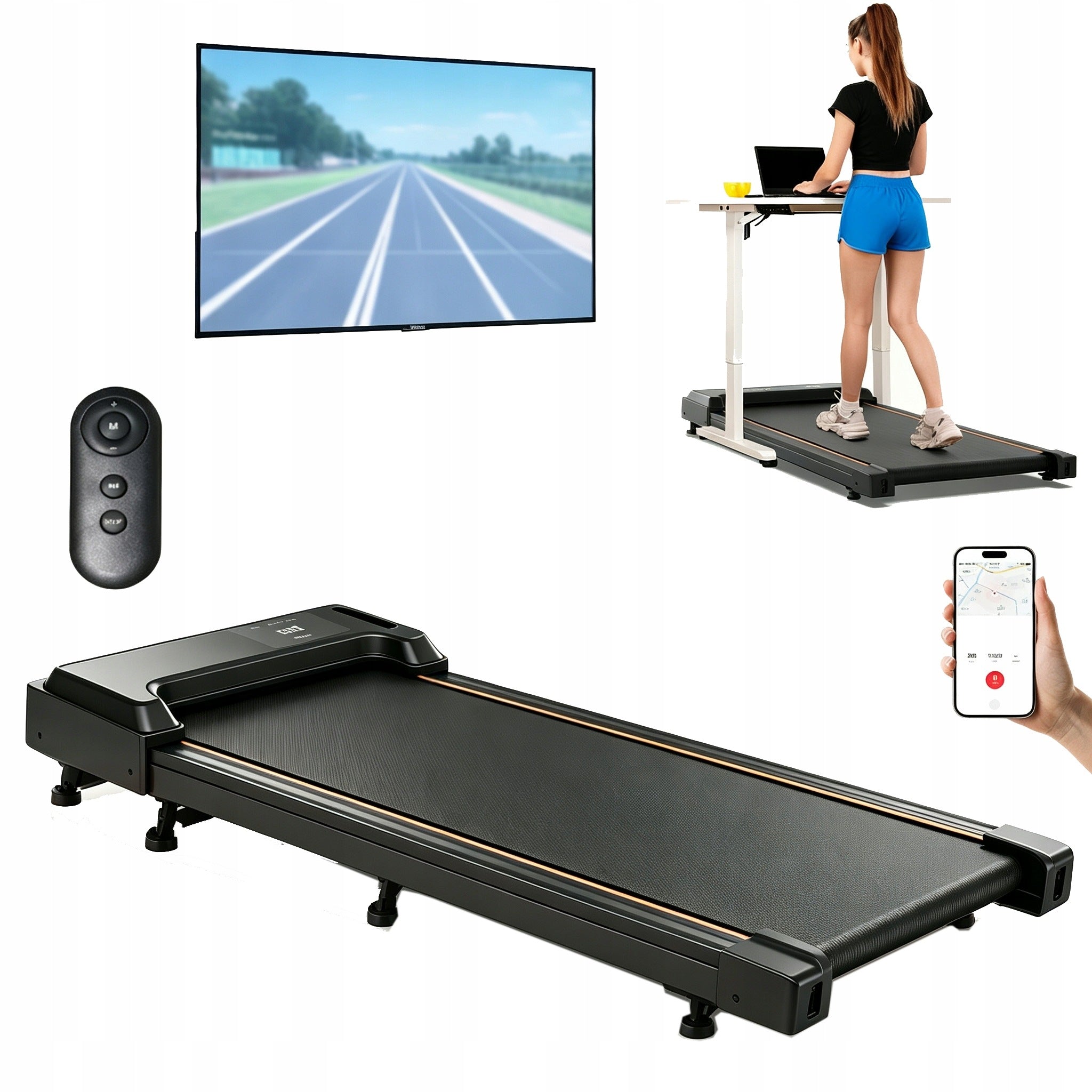HOME ELECTRIC TREADMILL treadmill Walkingpad 110kg app 15% with LED and remote control