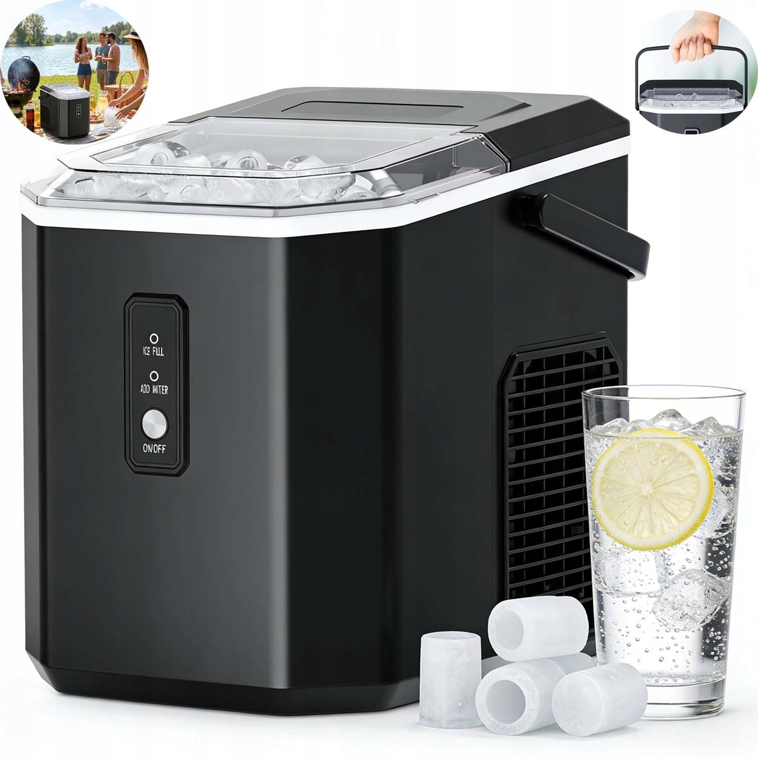HOME ICE MAKER EFFICIENT FAST SMALL CUBE MACHINE 12KG/24H 90W