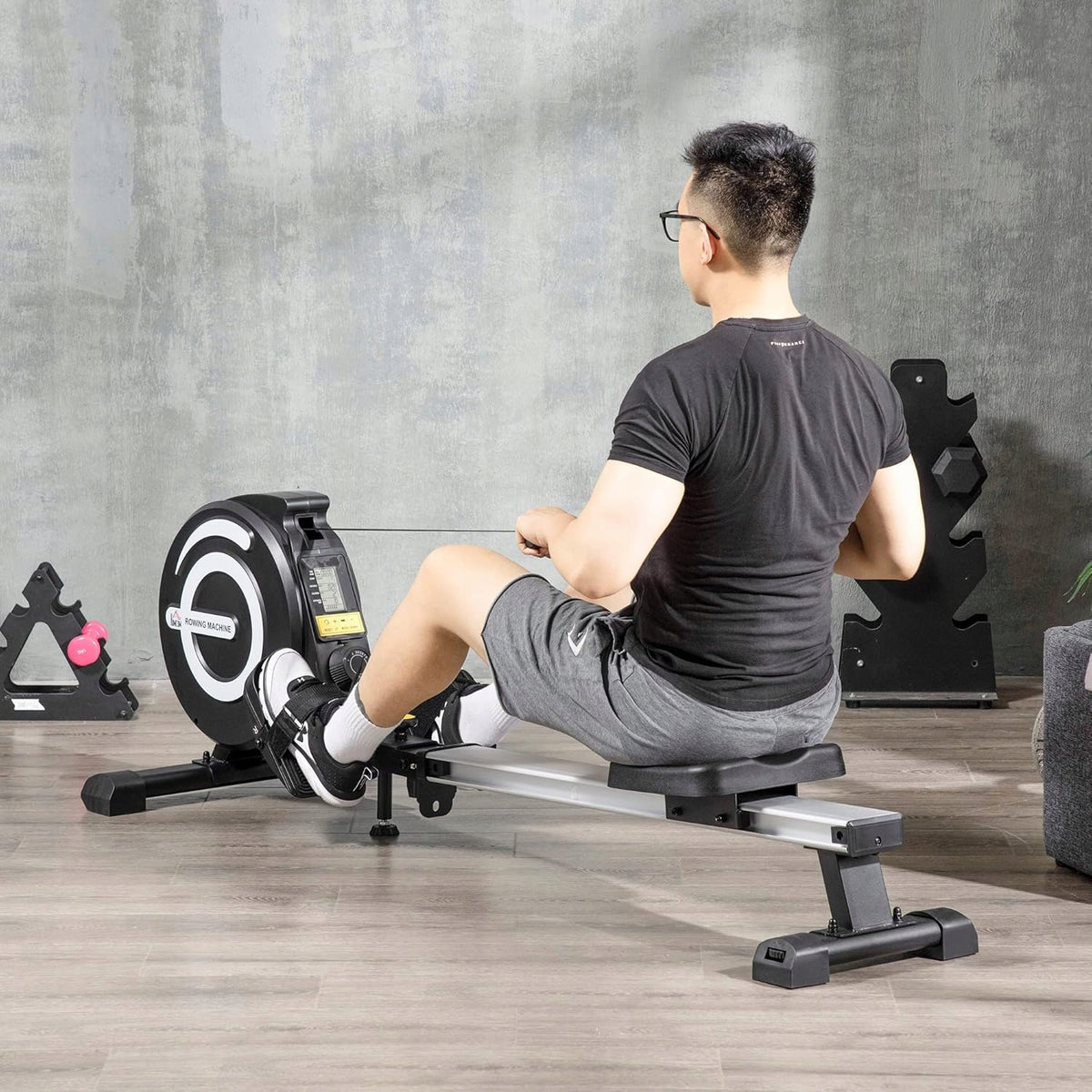 HOME MAGNETIC ROWING MACHINE 8 RESISTANCE LEVELS FOLDABLE WITH LCD UP TO 120 KG EAN (GTIN) 0194494360921