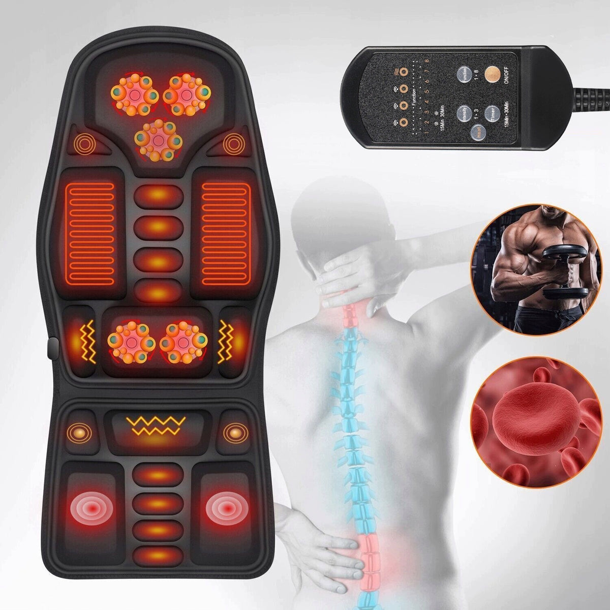 HOME MASSAGE MAT VIBRATING MASSAGE HEATING PAD FOR MASSAGE ON THE CHAIR Packaging status original