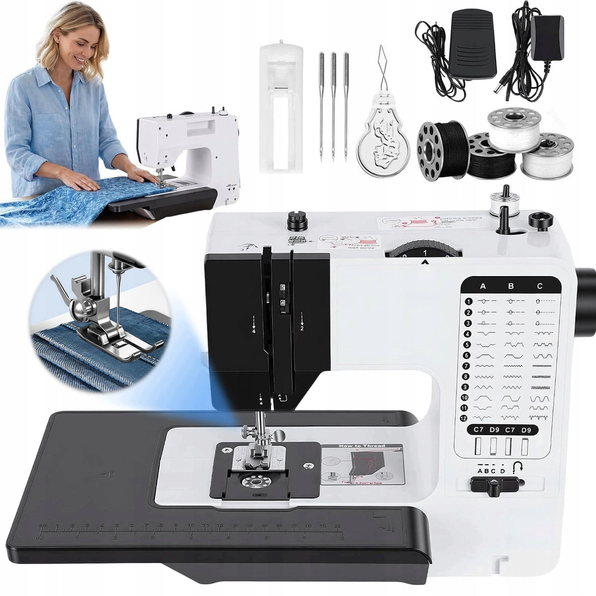 HOME SEWING MACHINE OVERLOCK SEWING MACHINE 38 MODES MINI PORTABLE