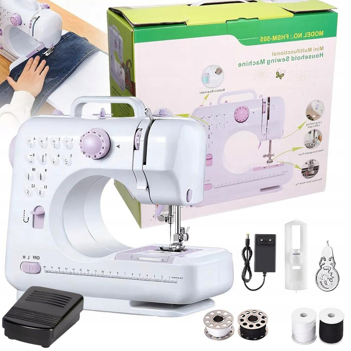HOME SEWING MACHINE WITH DOUBLE THREAD AND TOOLBOX Manufacturer code 910 Karina