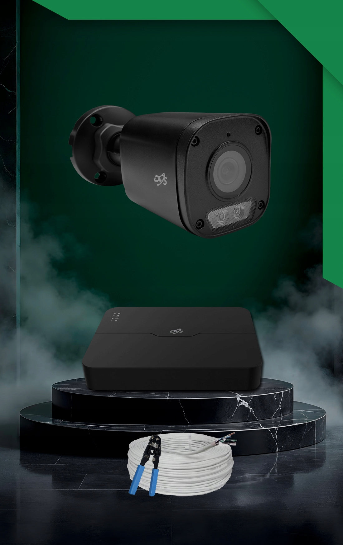 HOME SURVEILLANCE KIT 6 CAMERAS BLACK IP POE 8Mpx APPLICATION DVS Packaging status original