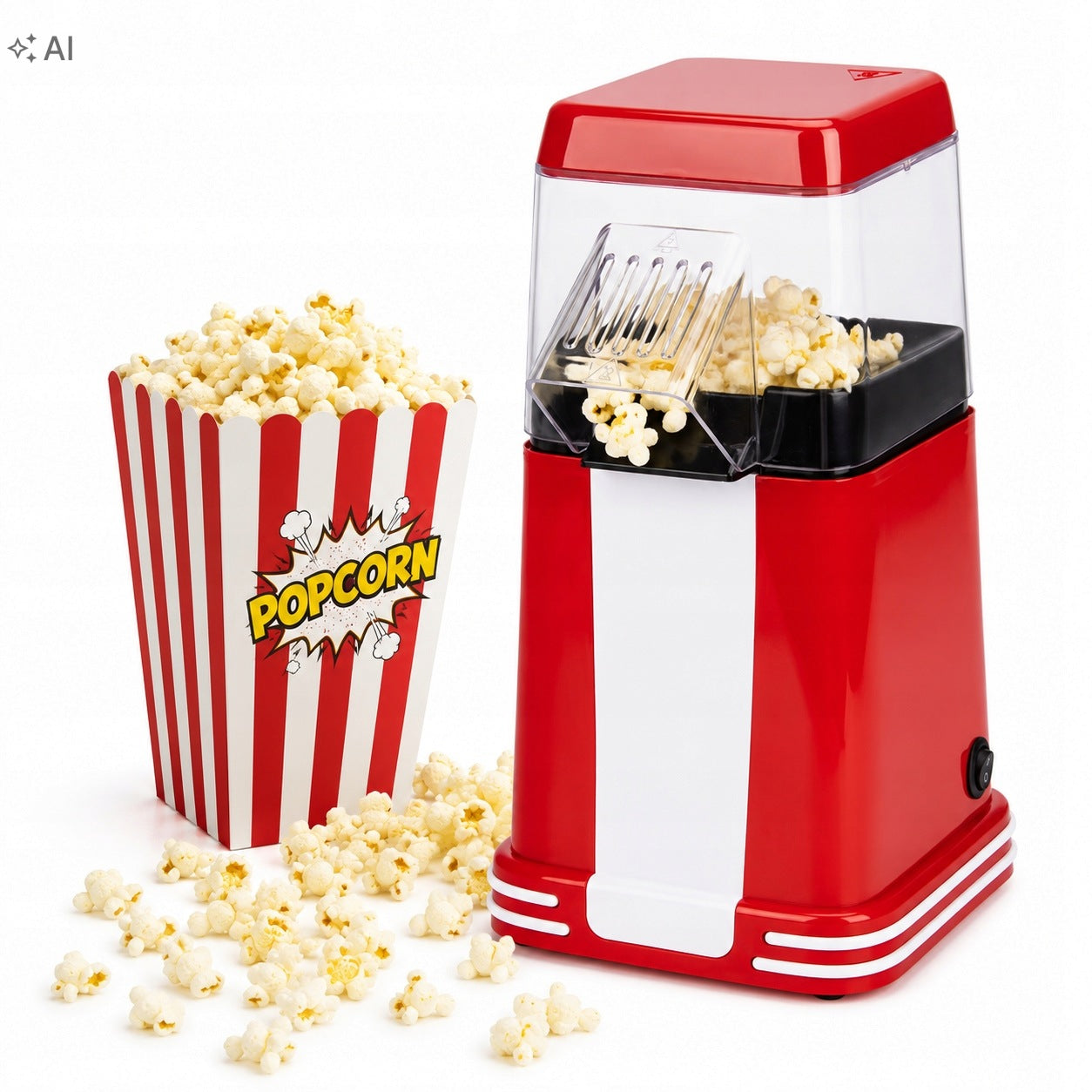 HOMEMADE NONFAT POPCORN MACHINE 1200W HOT AIR RETRO TELTECH Packaging status original