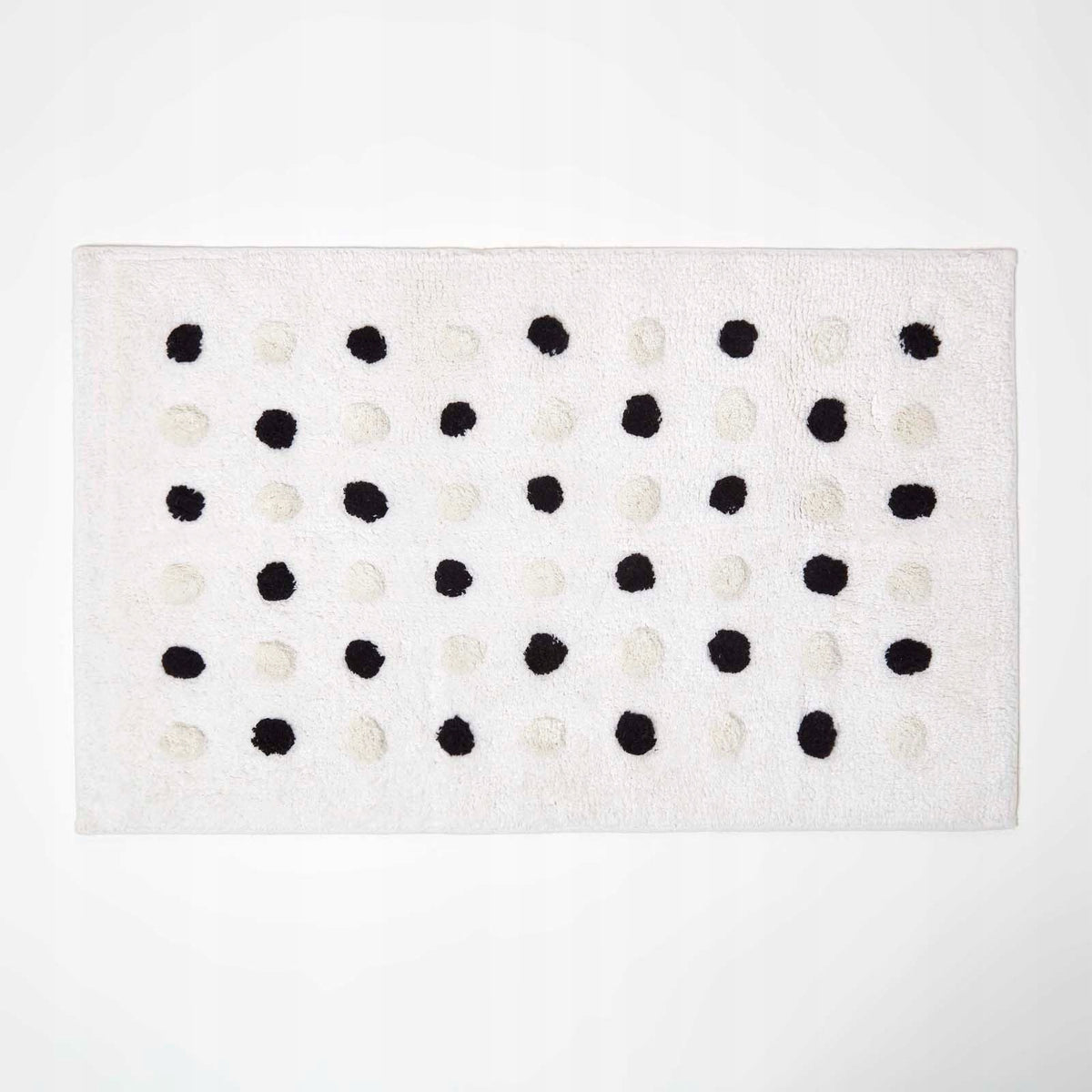 HOMESCAPES Cotton dotted rug, black and white 50x80cm