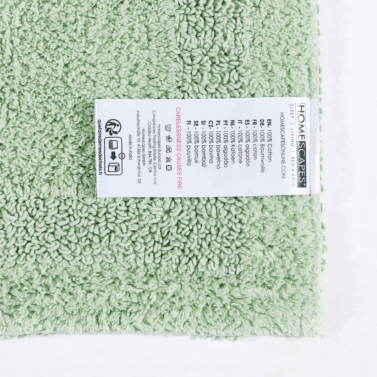 HOMESCAPES Double Sided Cotton Bath Rug, Green 40x100cm Manufacturer code BT1549E