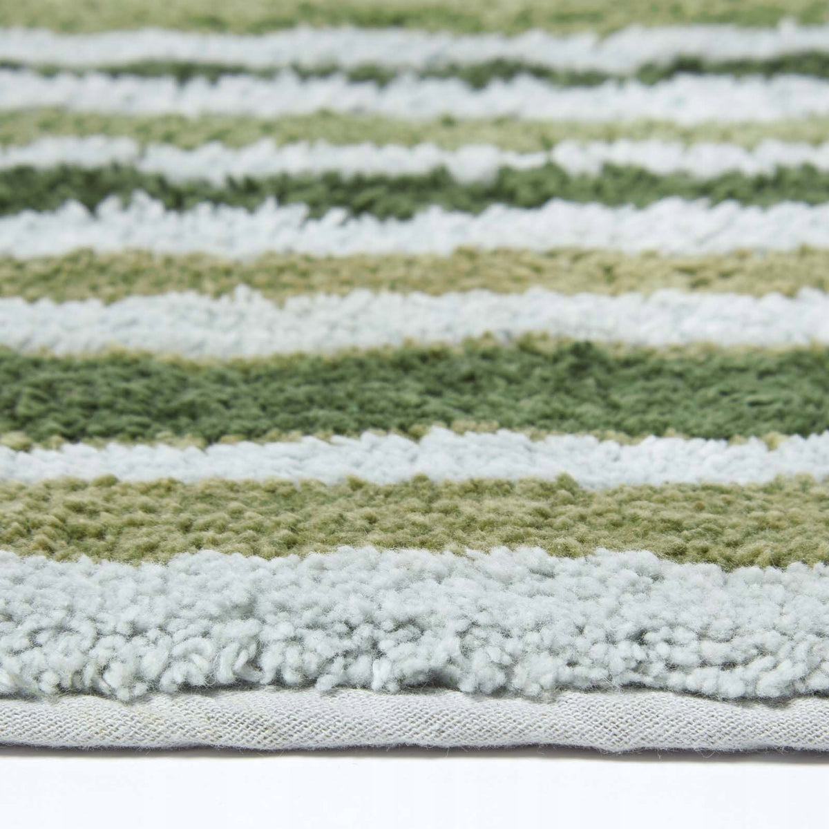 HOMESCAPES Striped Cotton Bathroom Rug in Green Brand no brand