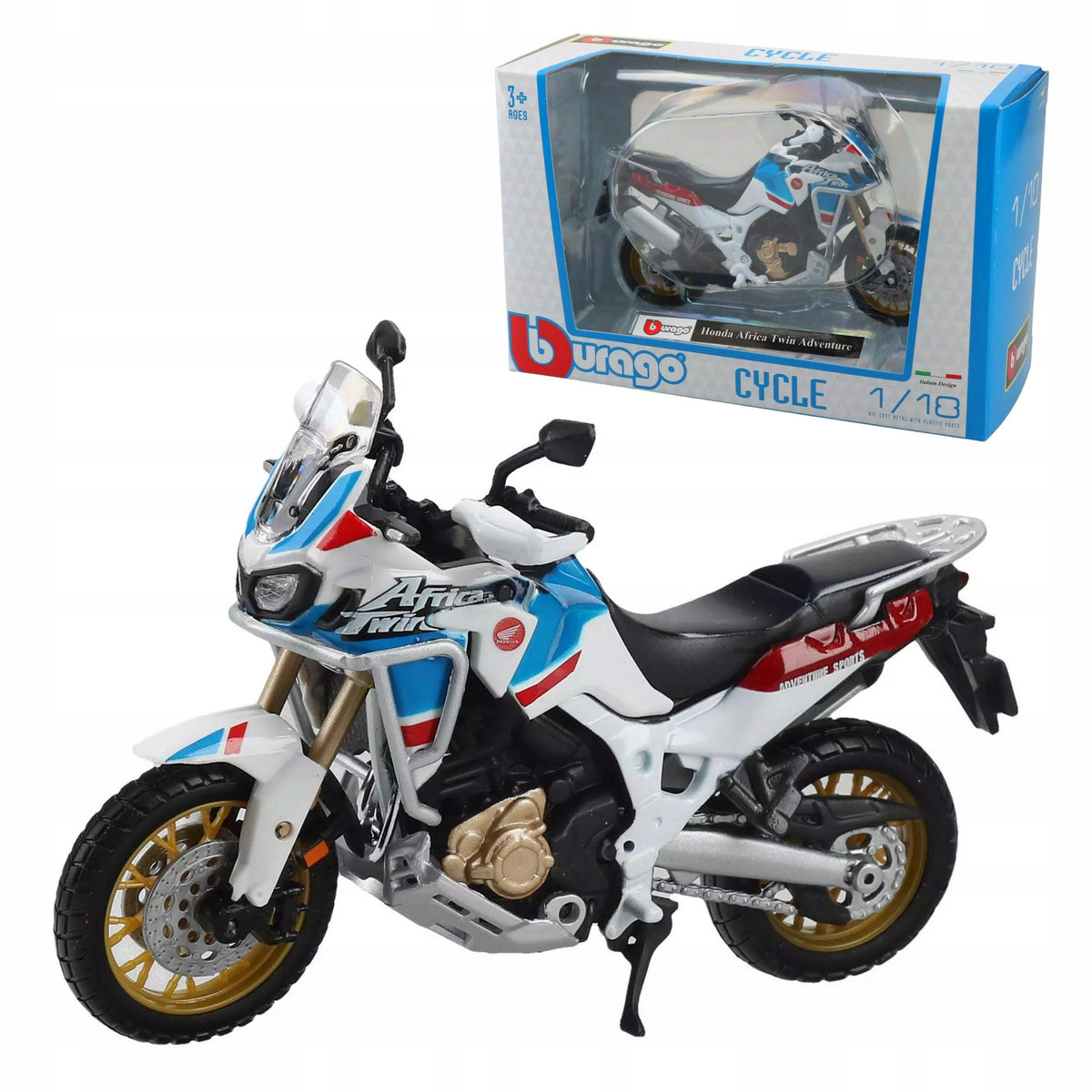 HONDA AFRICA TWIN ADVENTURE MODEL IN 1:18 SCALE MOTORCYCLE BBURAGO