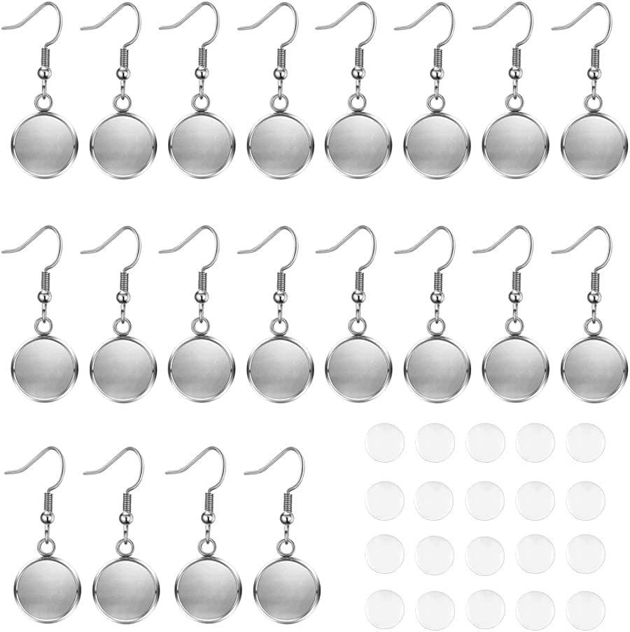 HOOKS 20 PIECES SILVER SET CABOCHON DIY JEWELRY MAKING ROUND