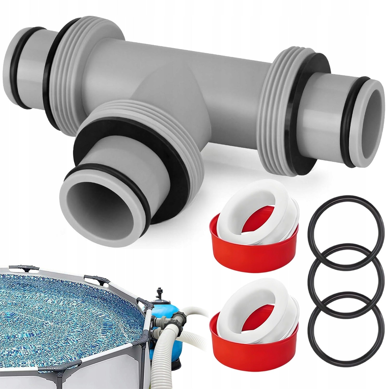 HOSE TEE NAINTEX BESTWAY VALVE FITTING FOR SWIMMING POOL 38MM SET